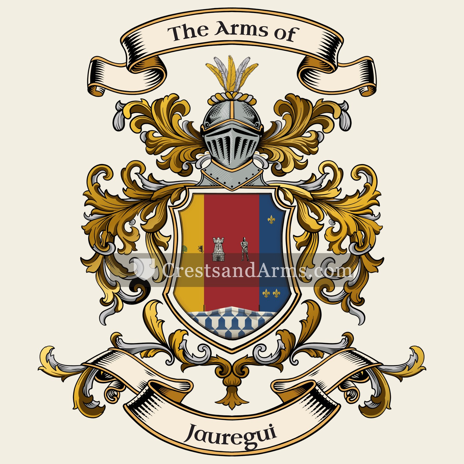 The Jauregui coat of arms, drawn from the recorded blazon