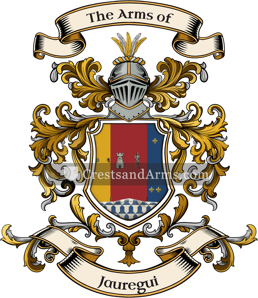 The Jauregui coat of arms, drawn from the recorded blazon