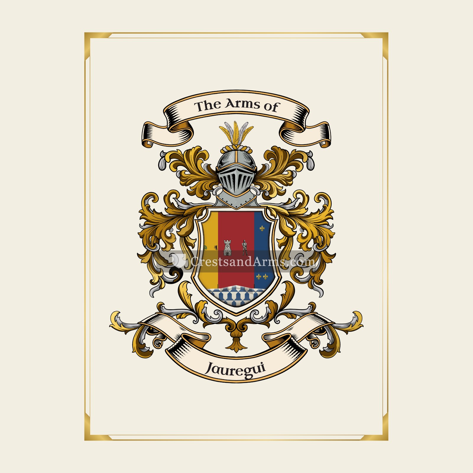 With gold border