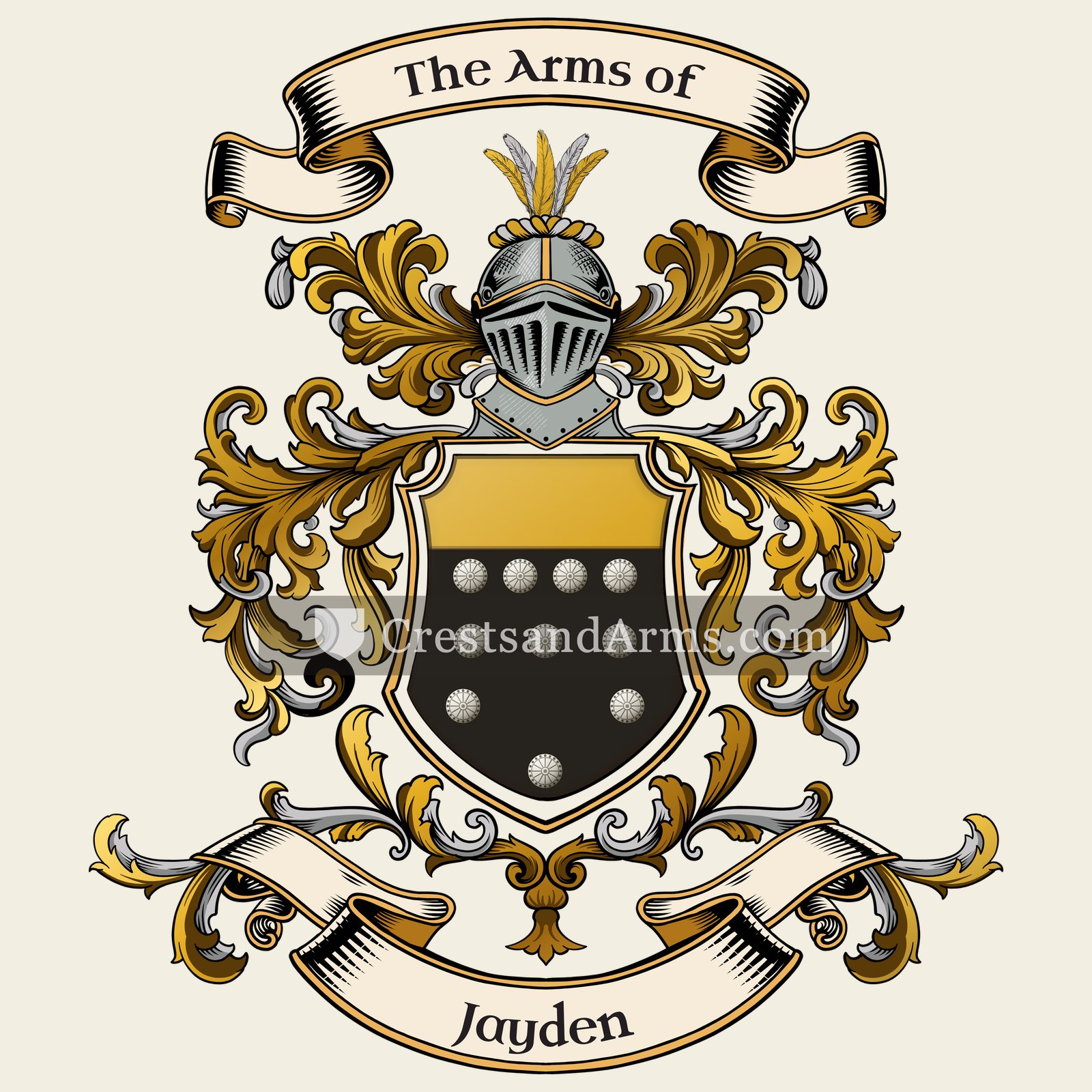 The Jayden coat of arms, drawn from the recorded blazon