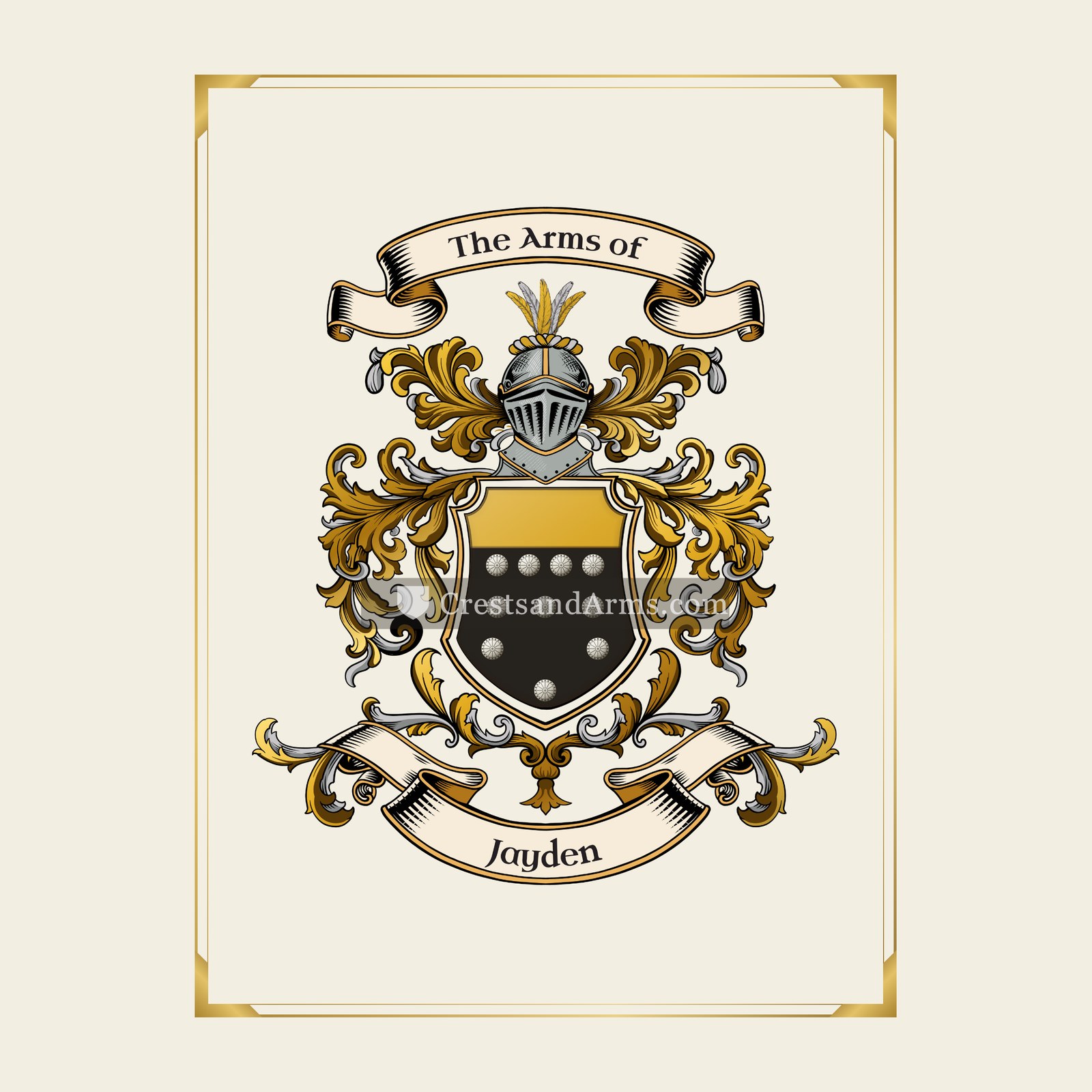 With gold border