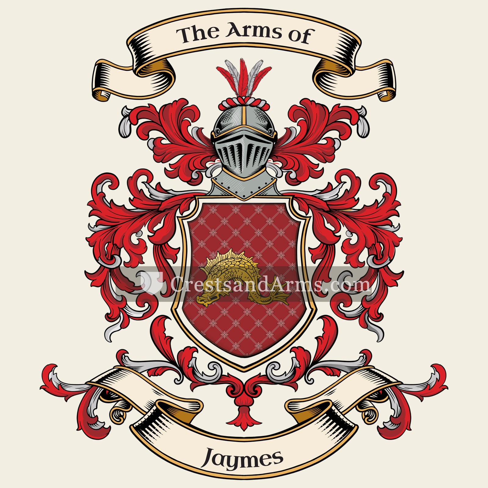 The Jaymes coat of arms, drawn from the recorded blazon