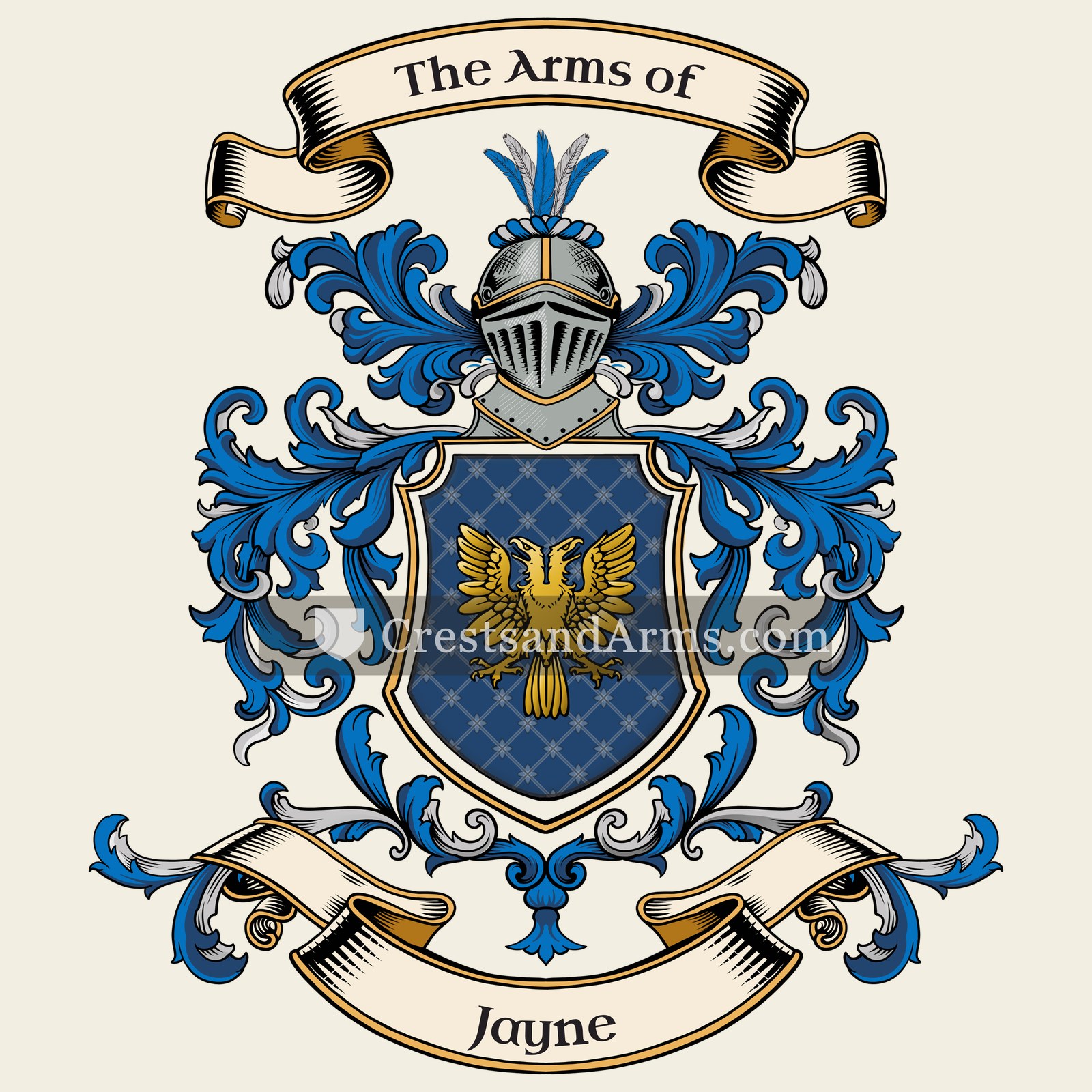 The Jayne coat of arms, drawn from the recorded blazon
