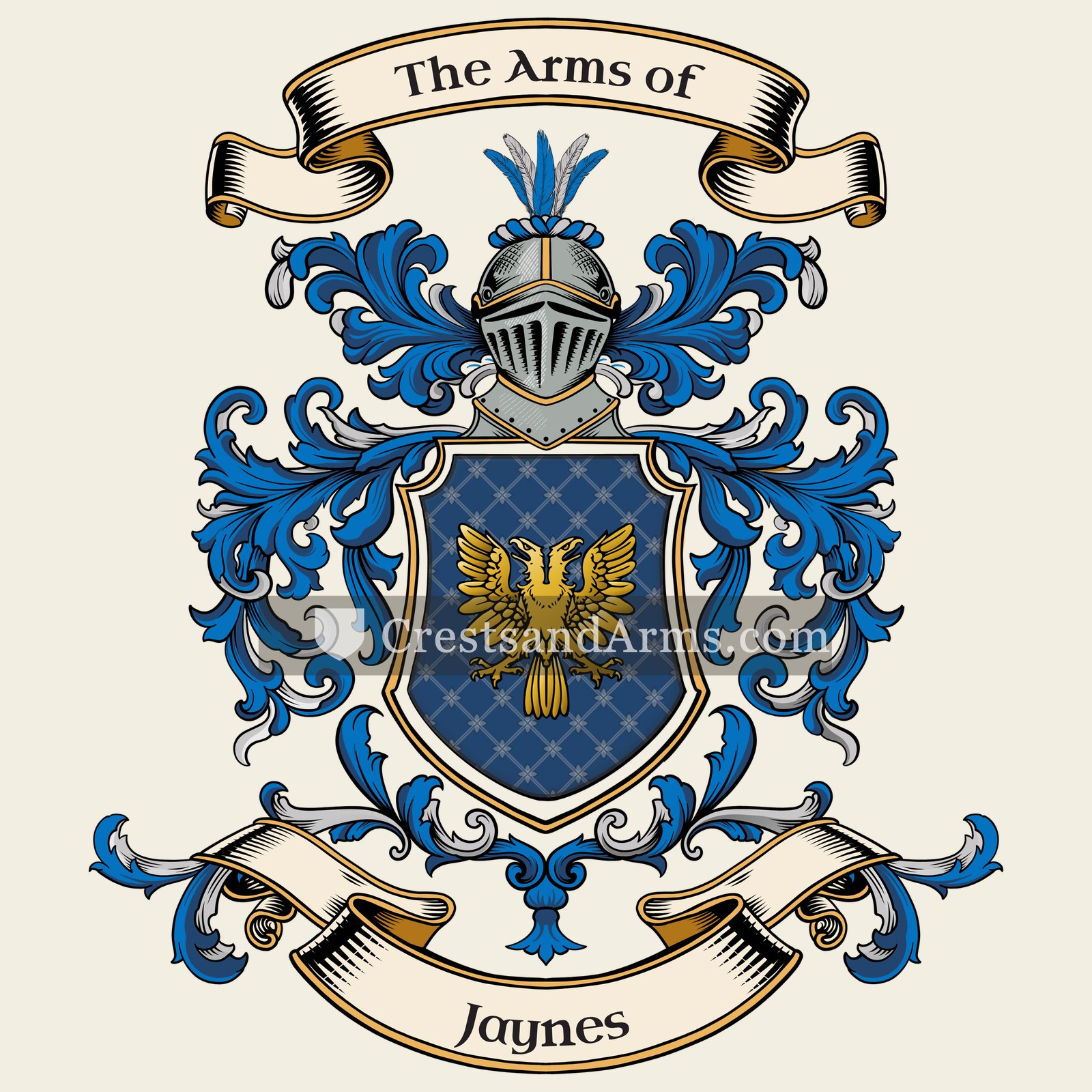 The Jaynes coat of arms, drawn from the recorded blazon