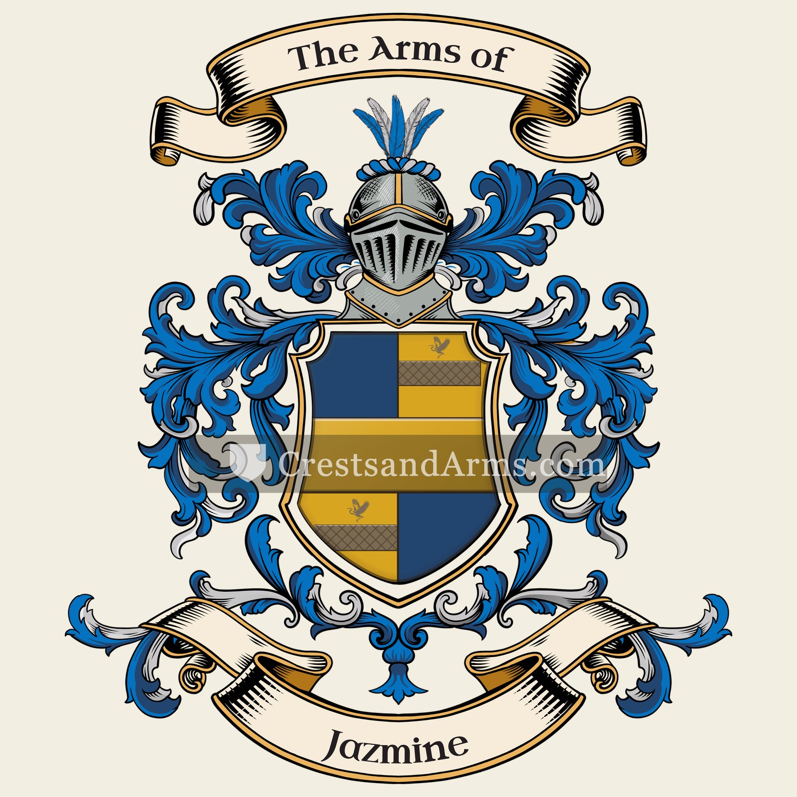 The Jazmine coat of arms, drawn from the recorded blazon