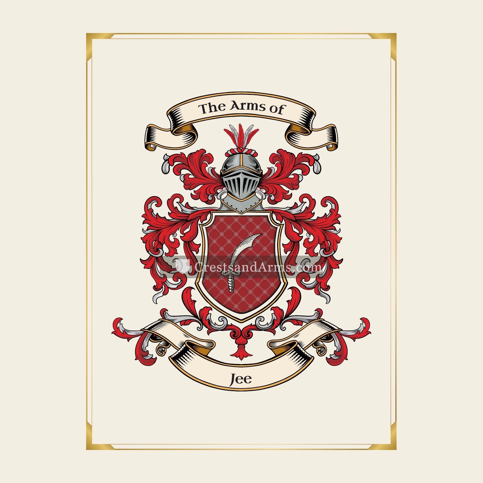 With gold border