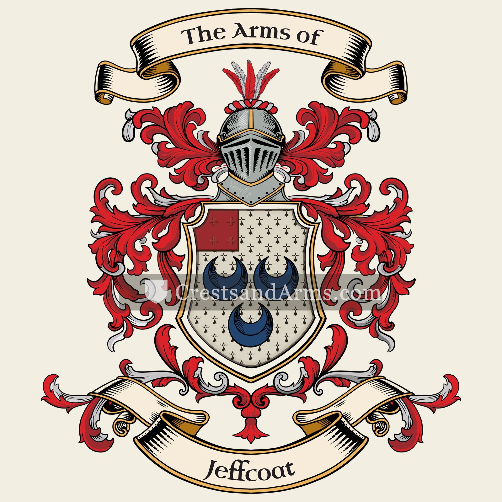 The Jeffcoat coat of arms, drawn from the recorded blazon