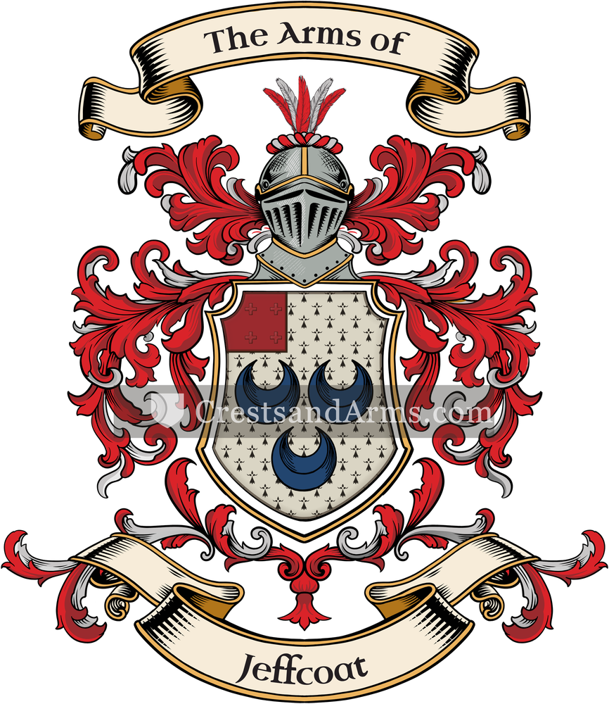 The Jeffcoat coat of arms, drawn from the recorded blazon