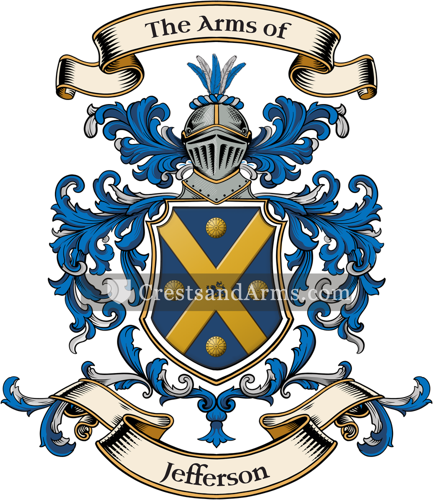 The Jefferson coat of arms, drawn from the recorded blazon