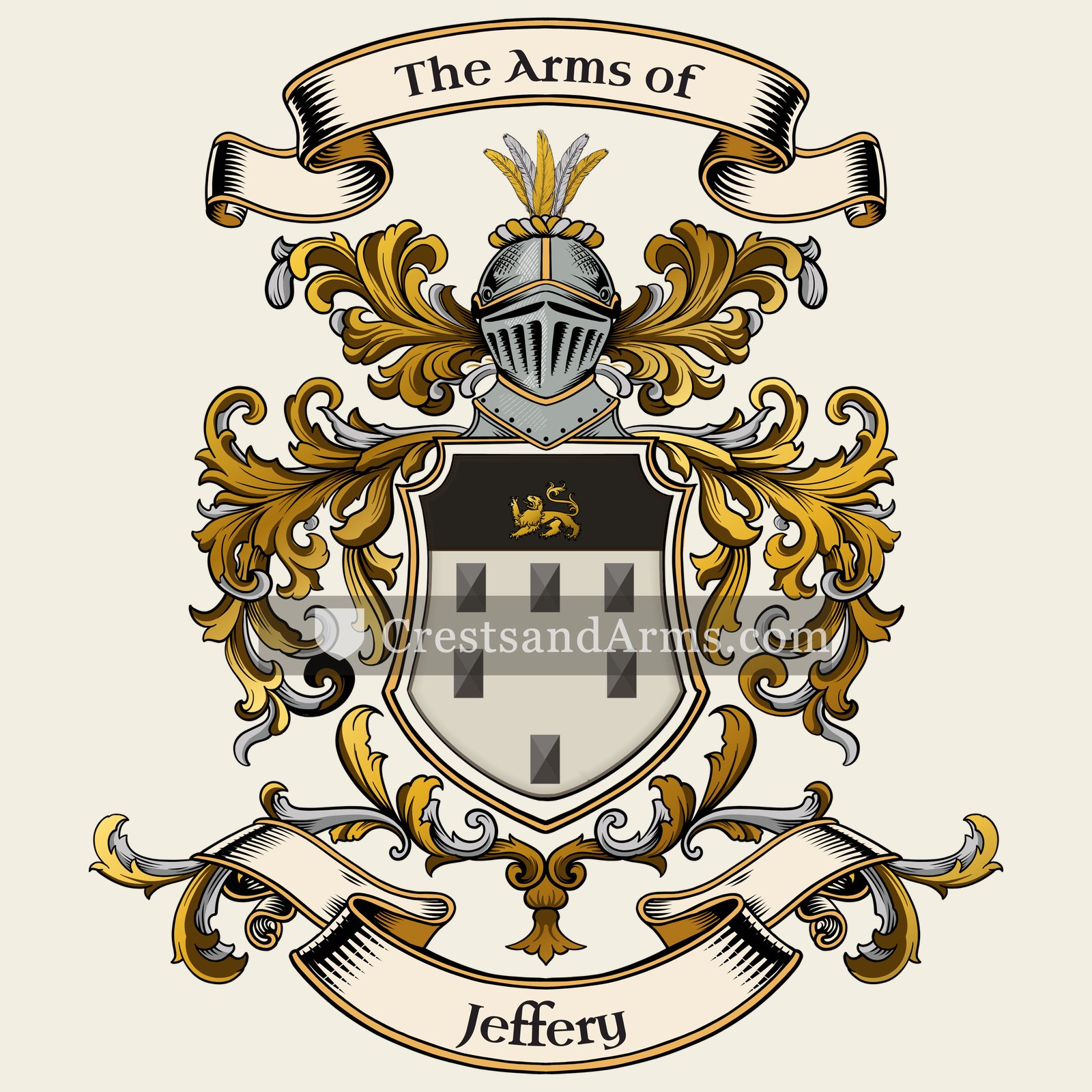 The Jeffery coat of arms, drawn from the recorded blazon