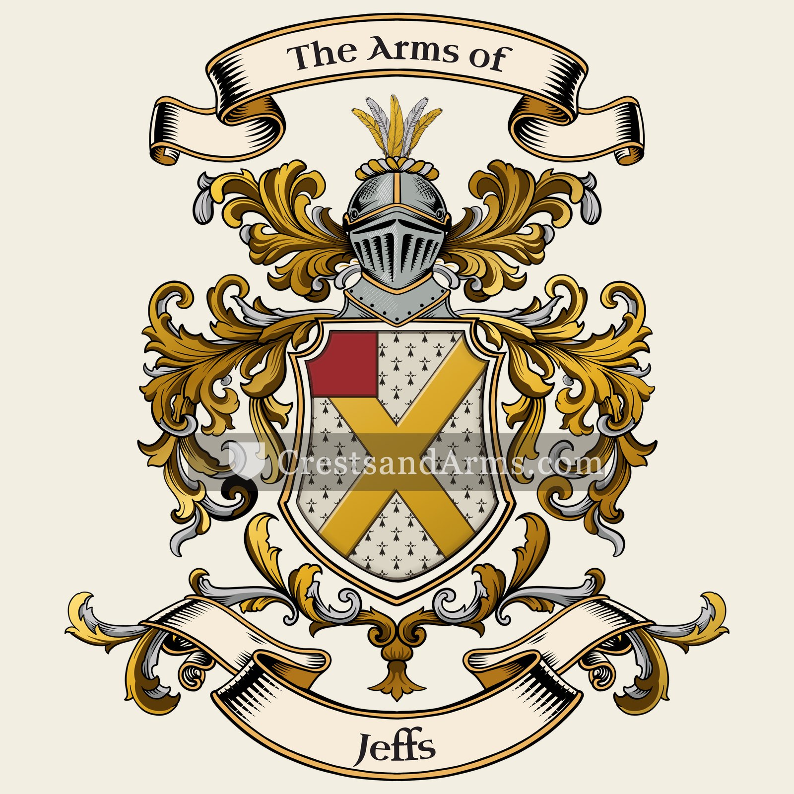 The Jeffs coat of arms, drawn from the recorded blazon