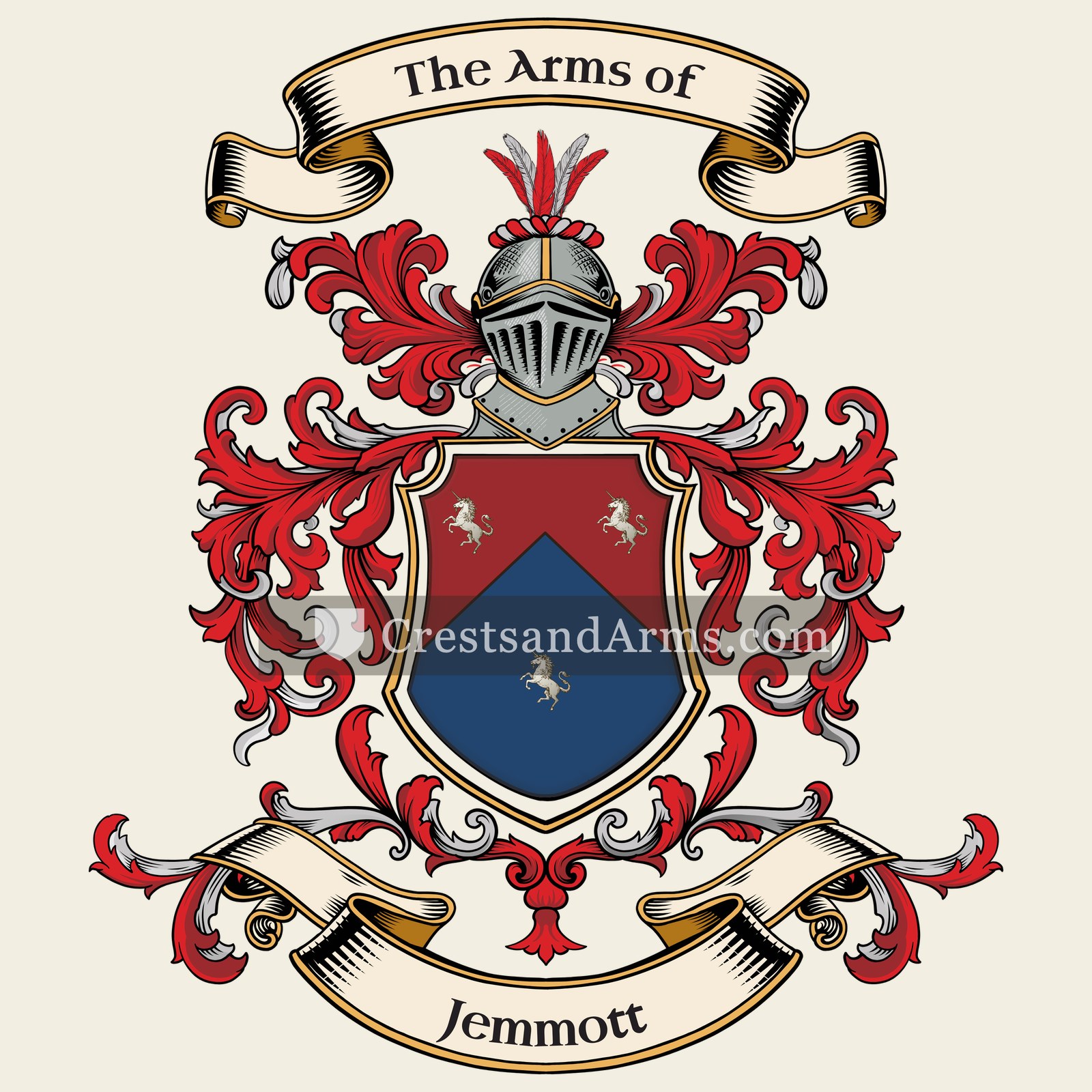 The Jemmott coat of arms, drawn from the recorded blazon