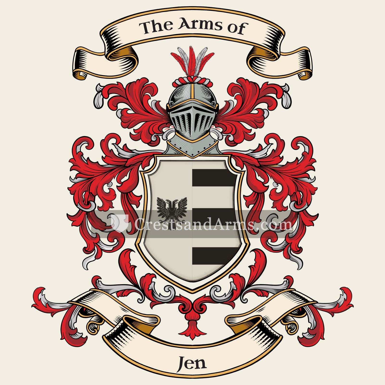 The Jen coat of arms, drawn from the recorded blazon