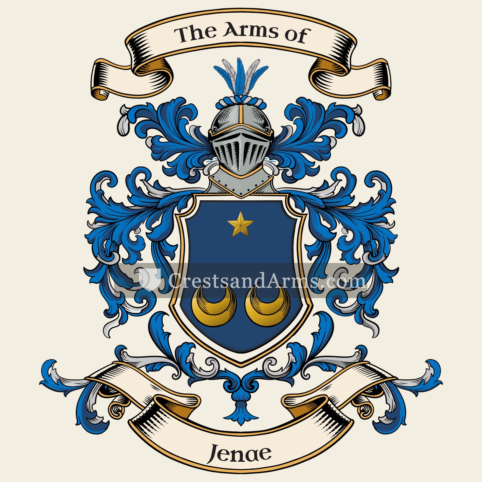 The Jenae coat of arms, drawn from the recorded blazon