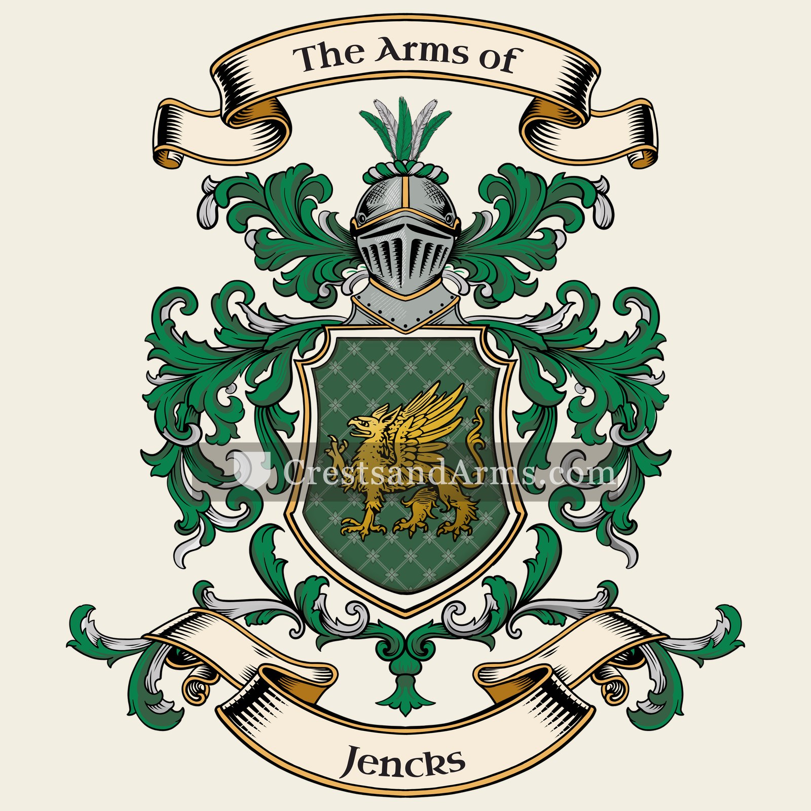 The Jencks coat of arms, drawn from the recorded blazon