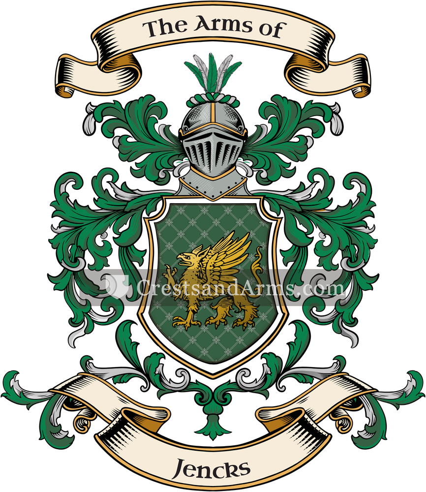 The Jencks coat of arms, drawn from the recorded blazon