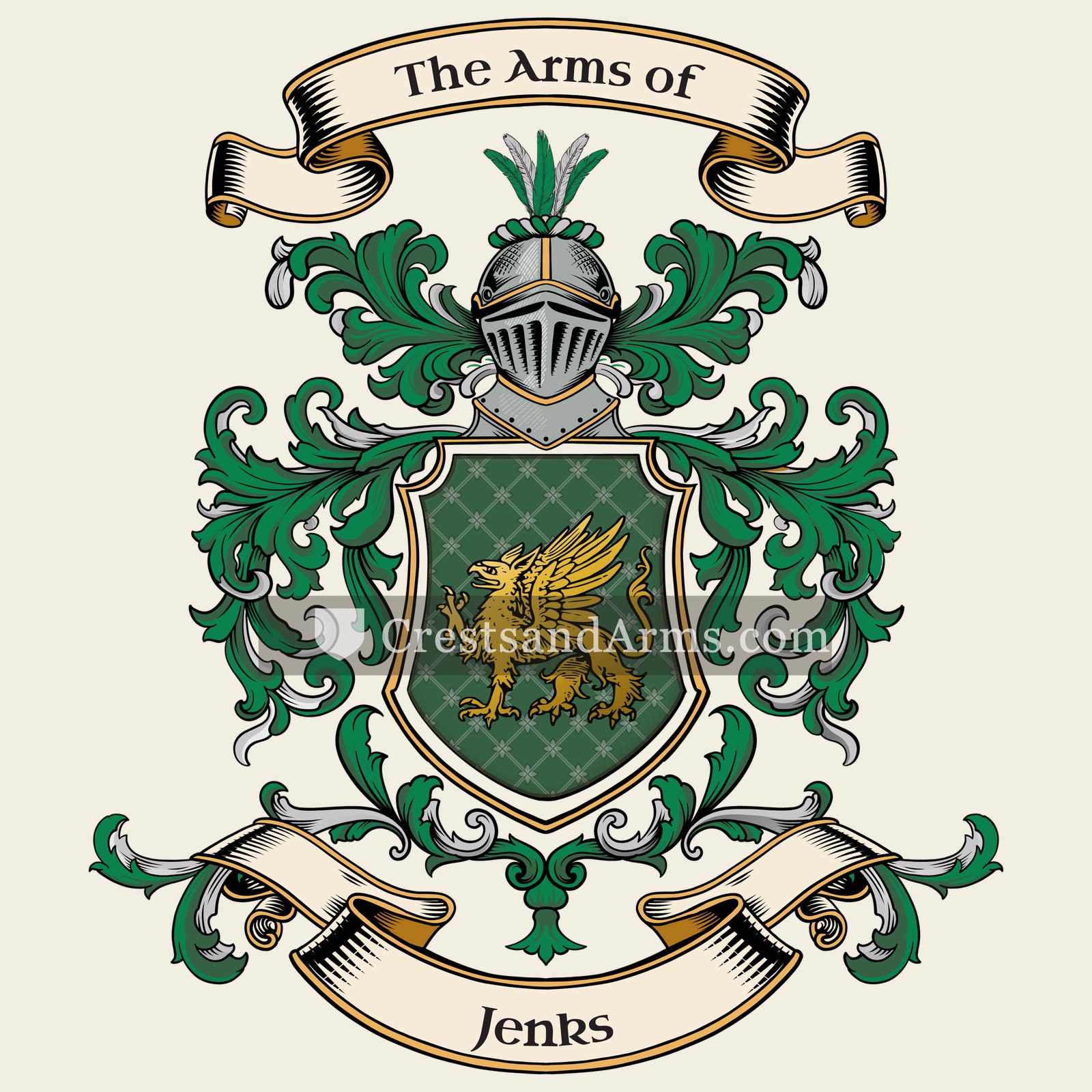 The Jenks coat of arms, drawn from the recorded blazon