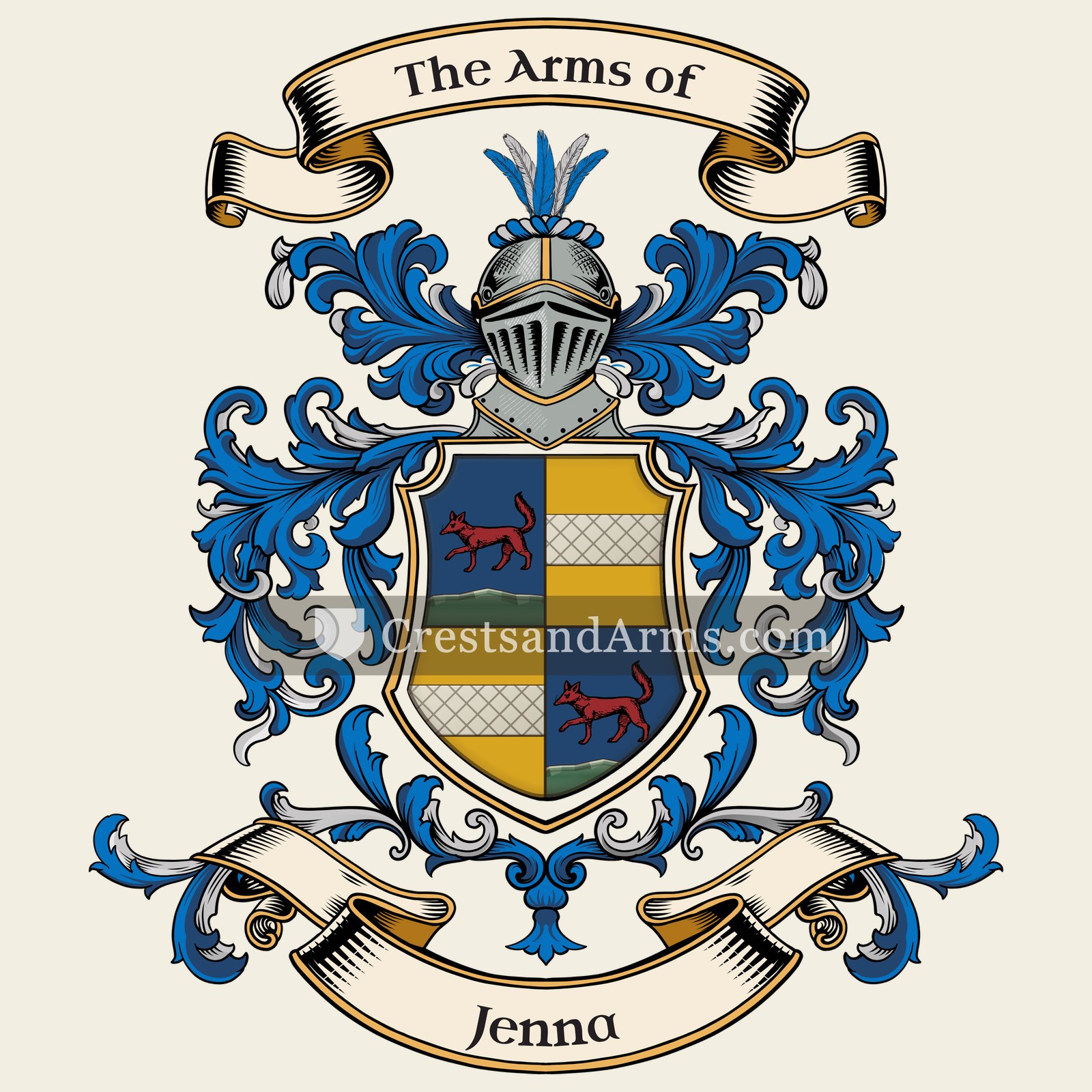The Jenna coat of arms, drawn from the recorded blazon