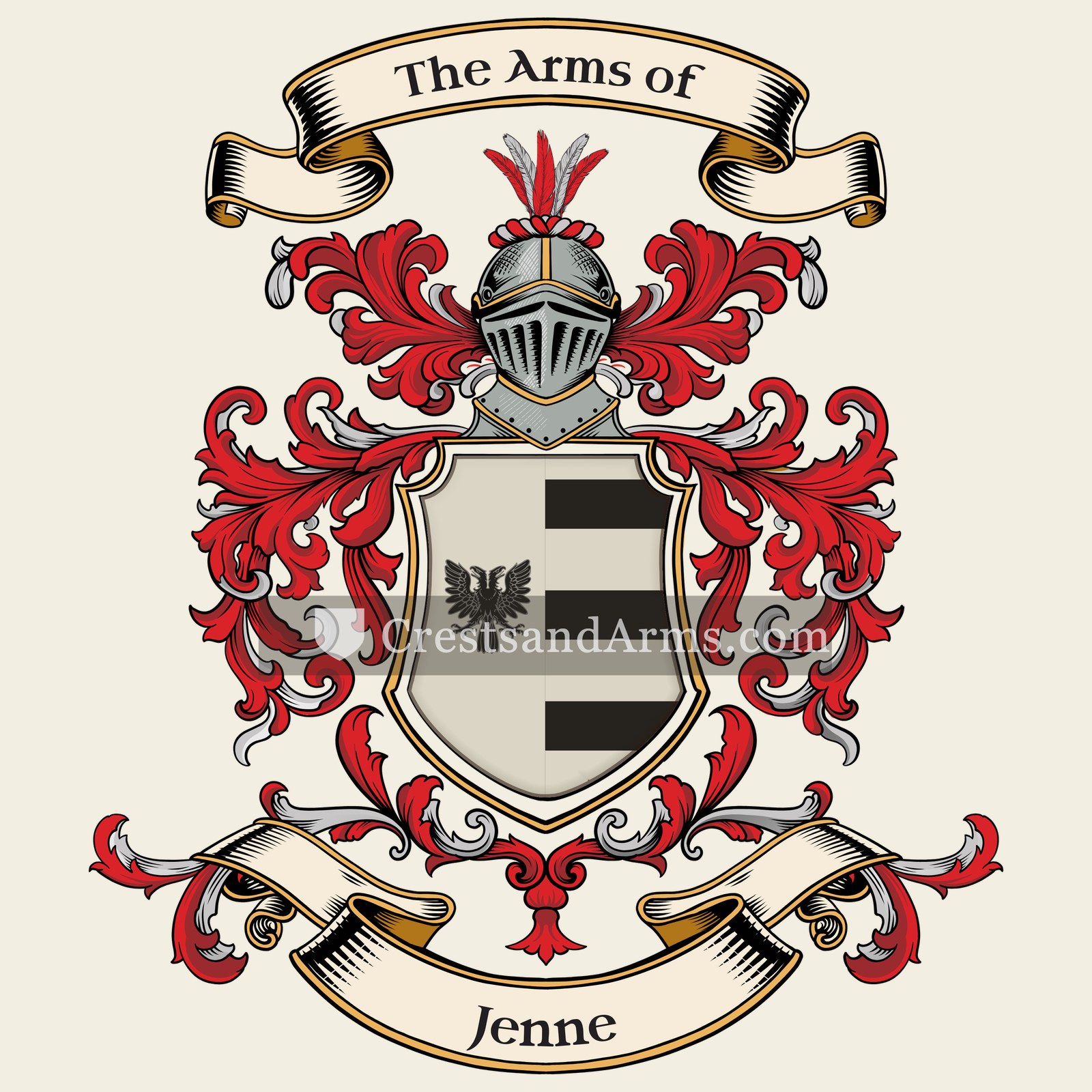 The Jenne coat of arms, drawn from the recorded blazon