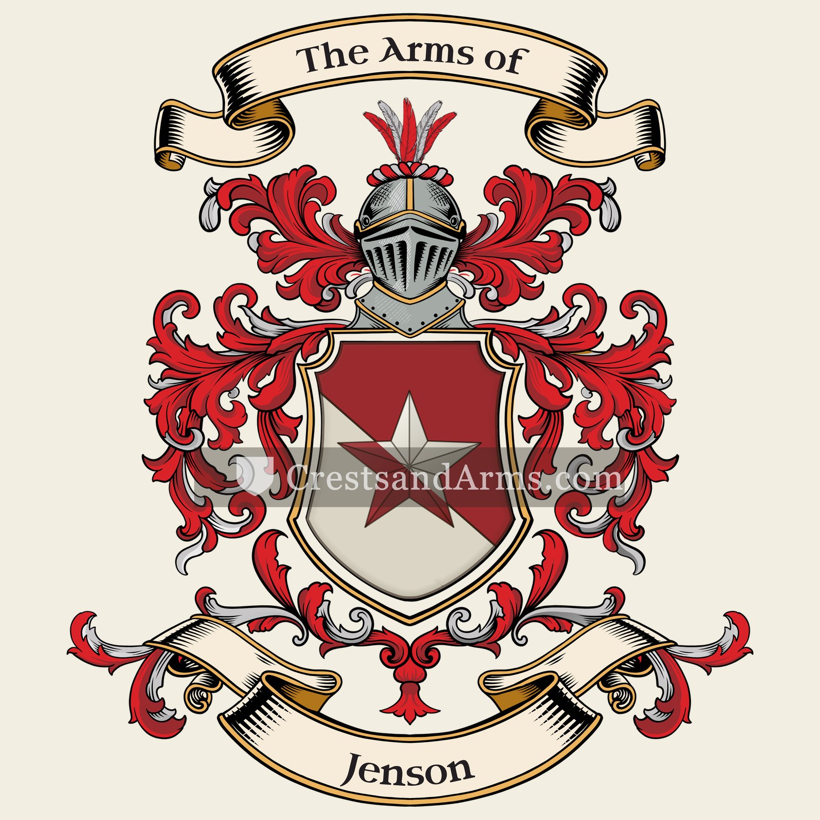The Jenson coat of arms, drawn from the recorded blazon