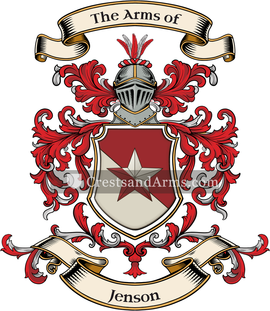 The Jenson coat of arms, drawn from the recorded blazon