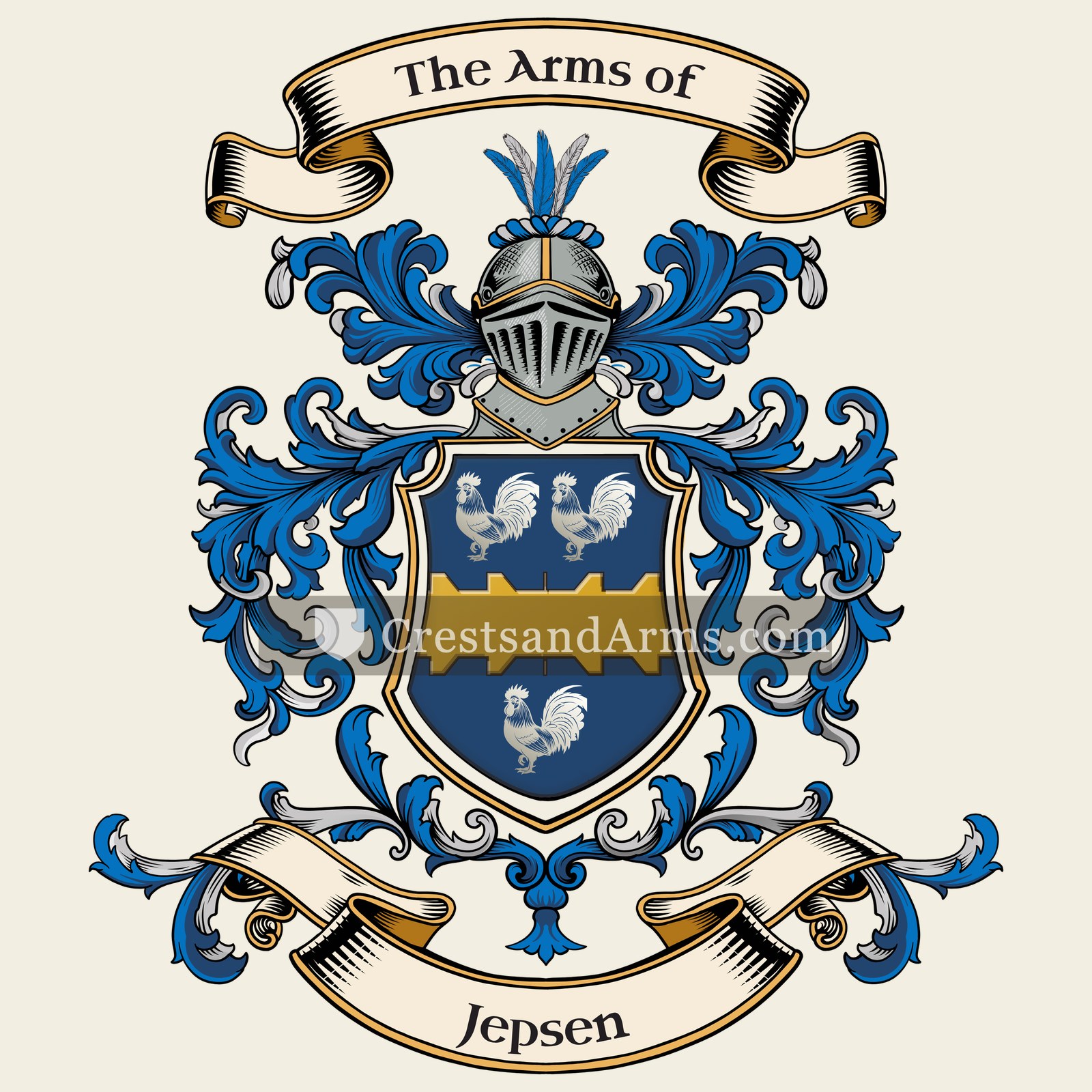 The Jepsen coat of arms, drawn from the recorded blazon