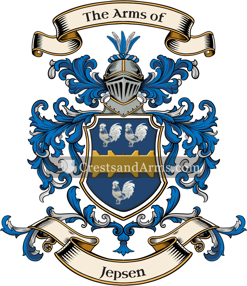 The Jepsen coat of arms, drawn from the recorded blazon