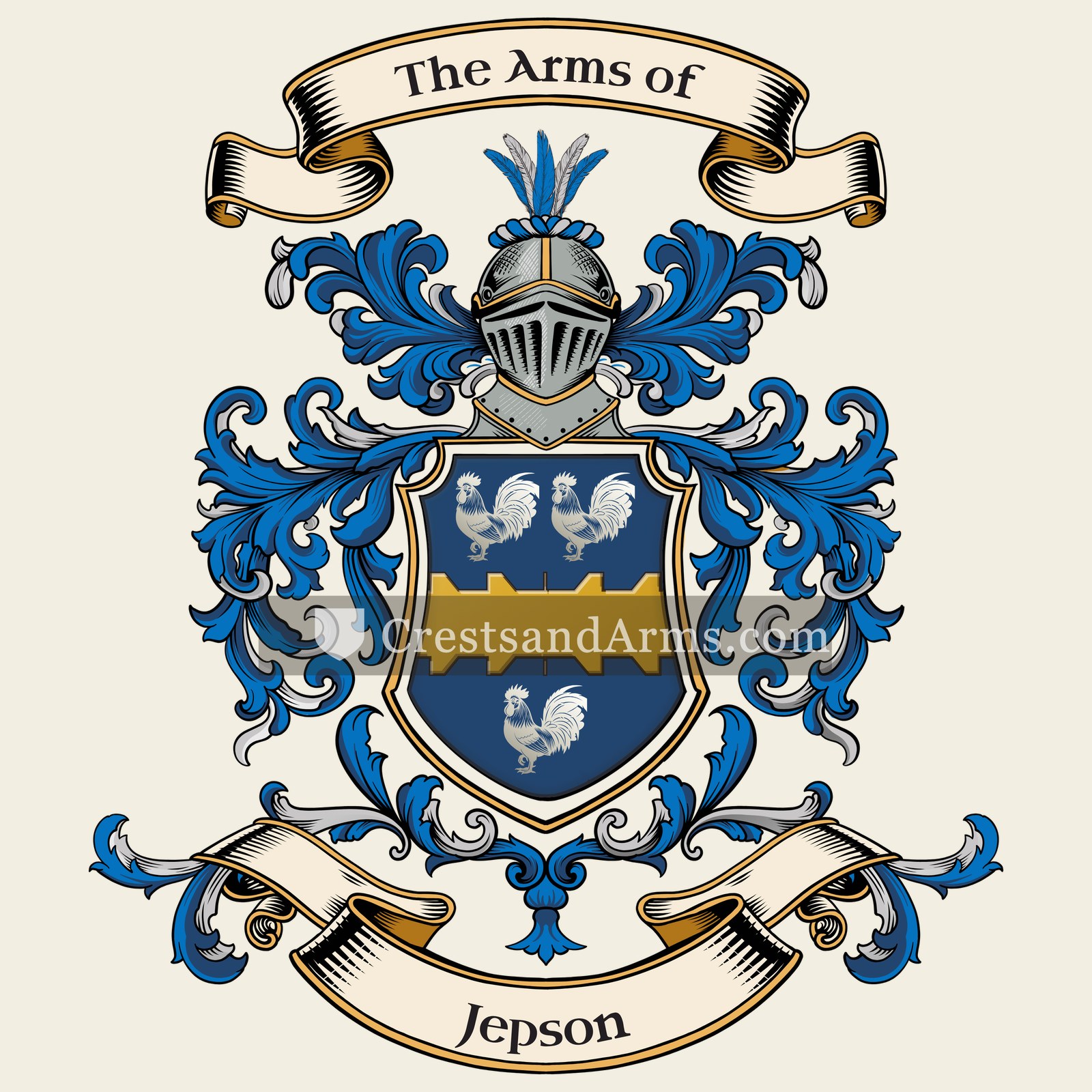 The Jepson coat of arms, drawn from the recorded blazon