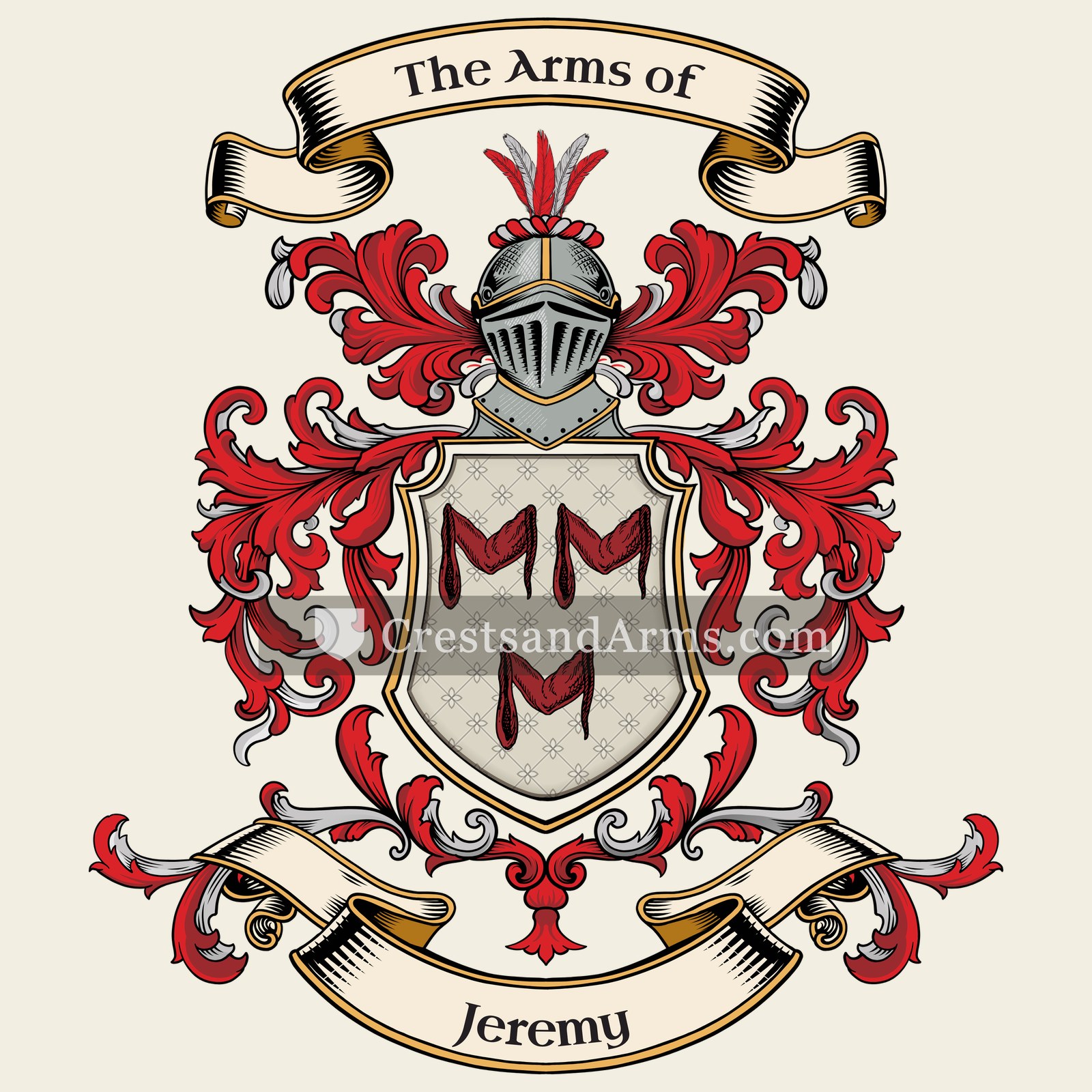 The Jeremy coat of arms, drawn from the recorded blazon