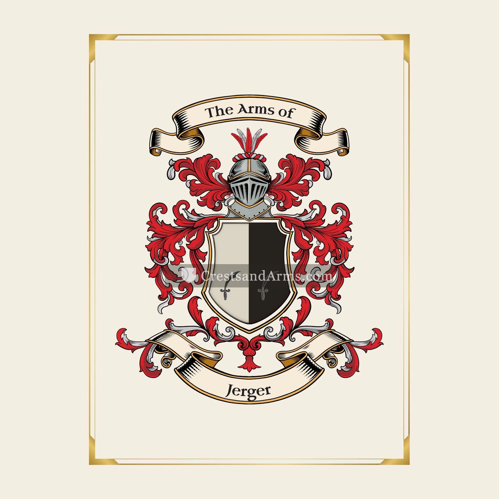 With gold border