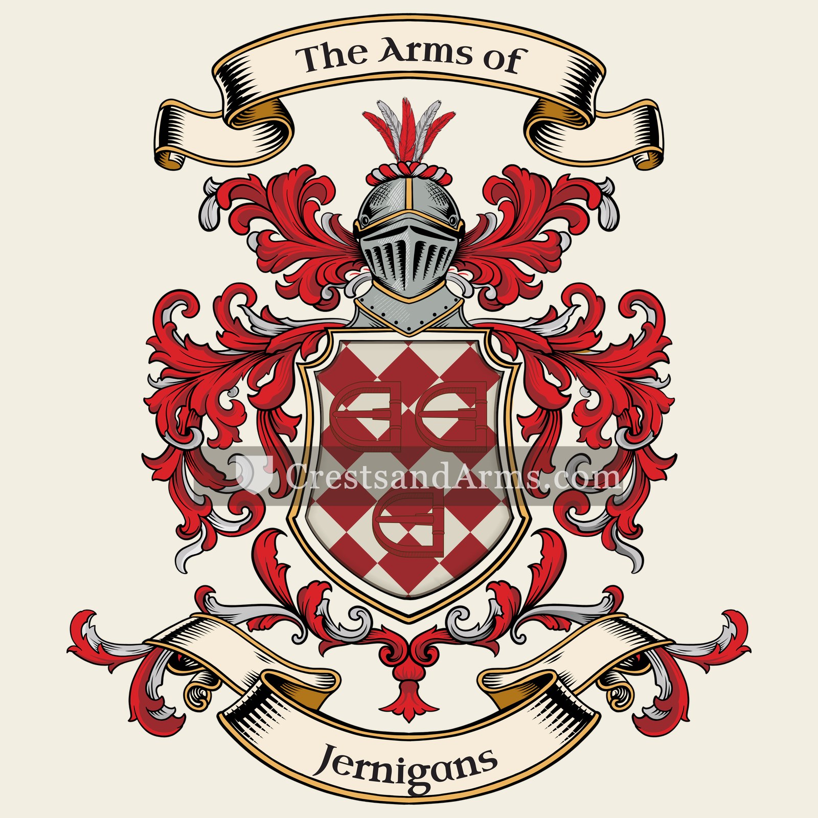 The Jernigans coat of arms, drawn from the recorded blazon