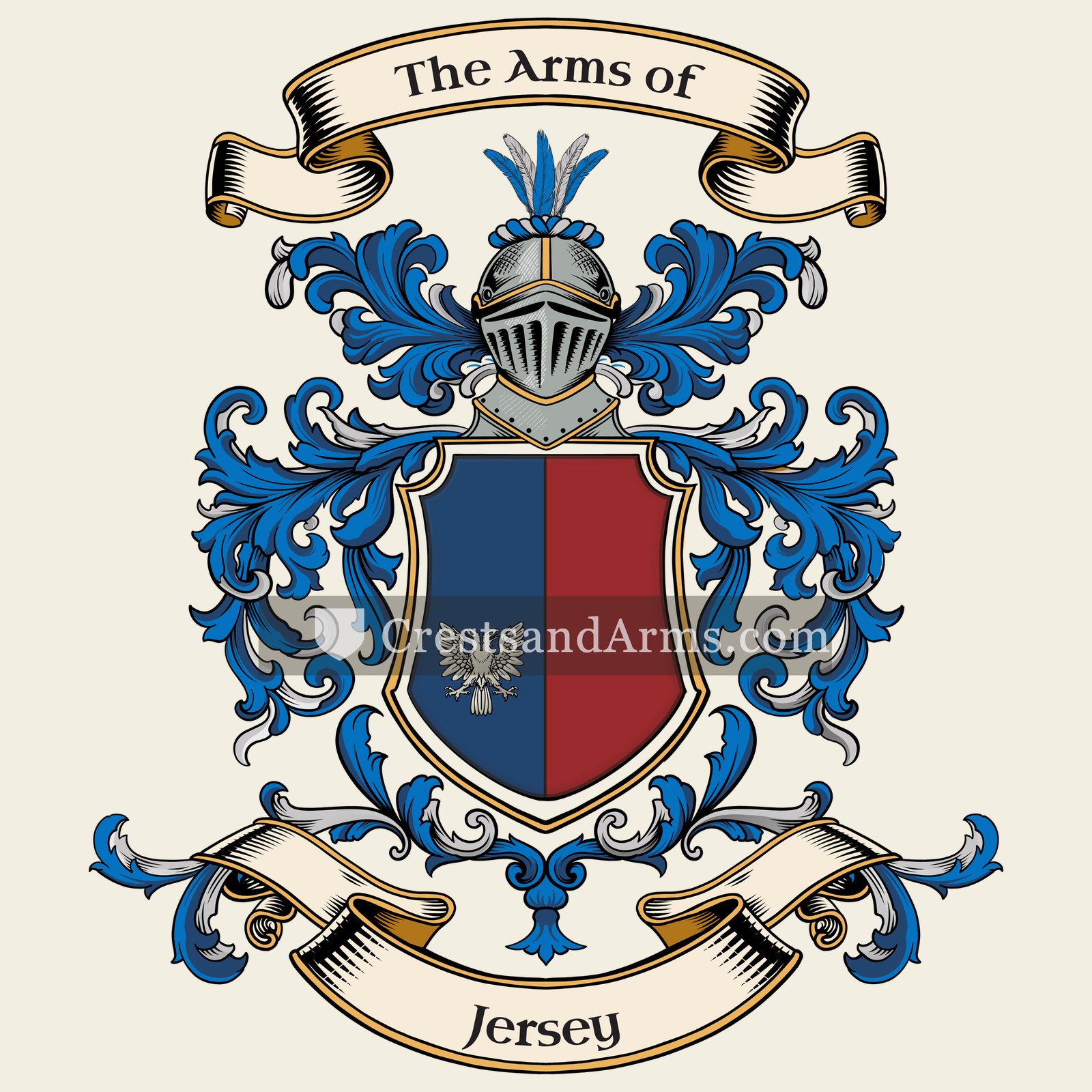 The Jersey coat of arms, drawn from the recorded blazon