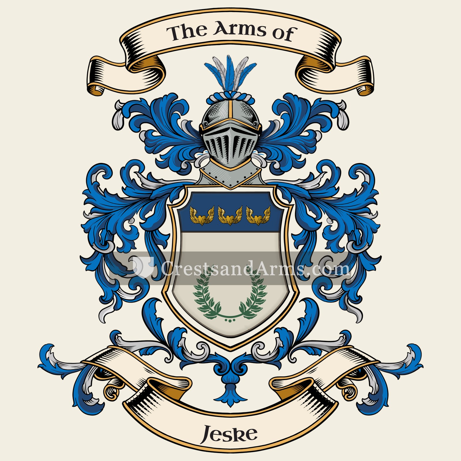 The Jeske coat of arms, drawn from the recorded blazon