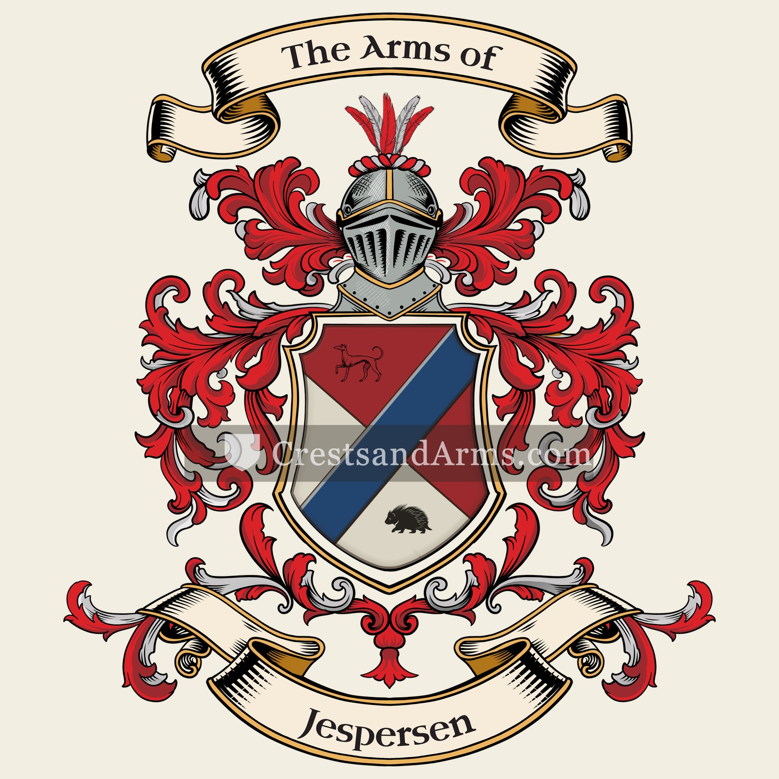 The Jespersen coat of arms, drawn from the recorded blazon