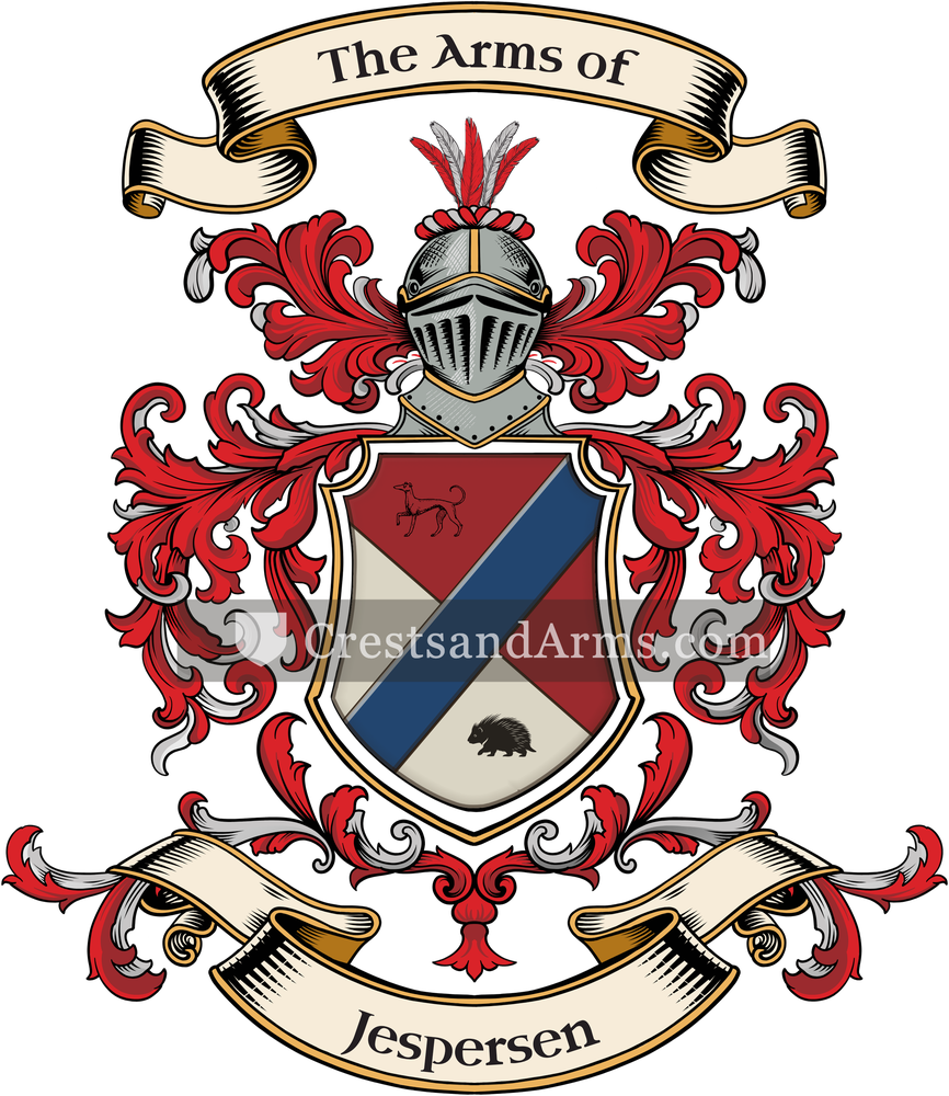 The Jespersen coat of arms, drawn from the recorded blazon