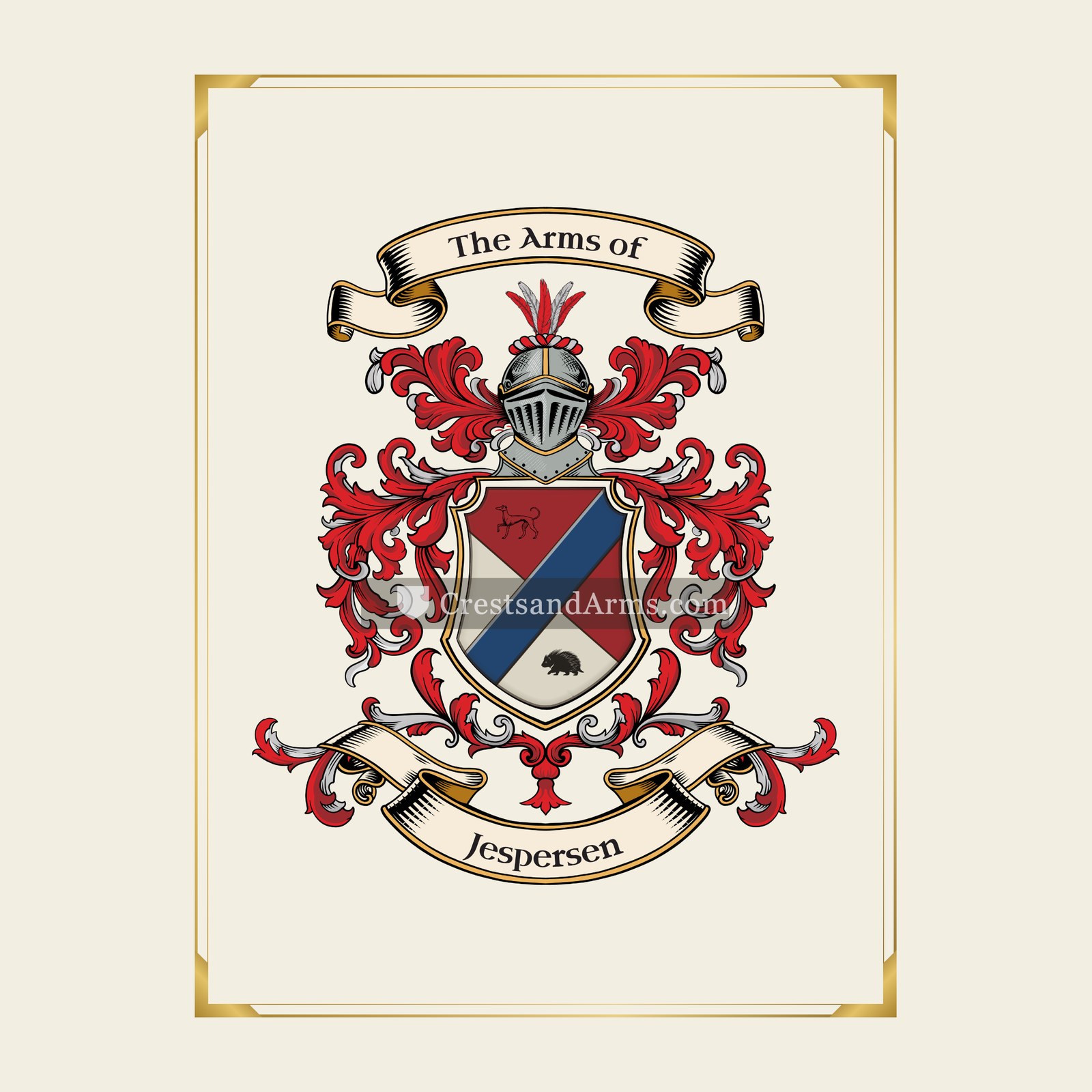 With gold border