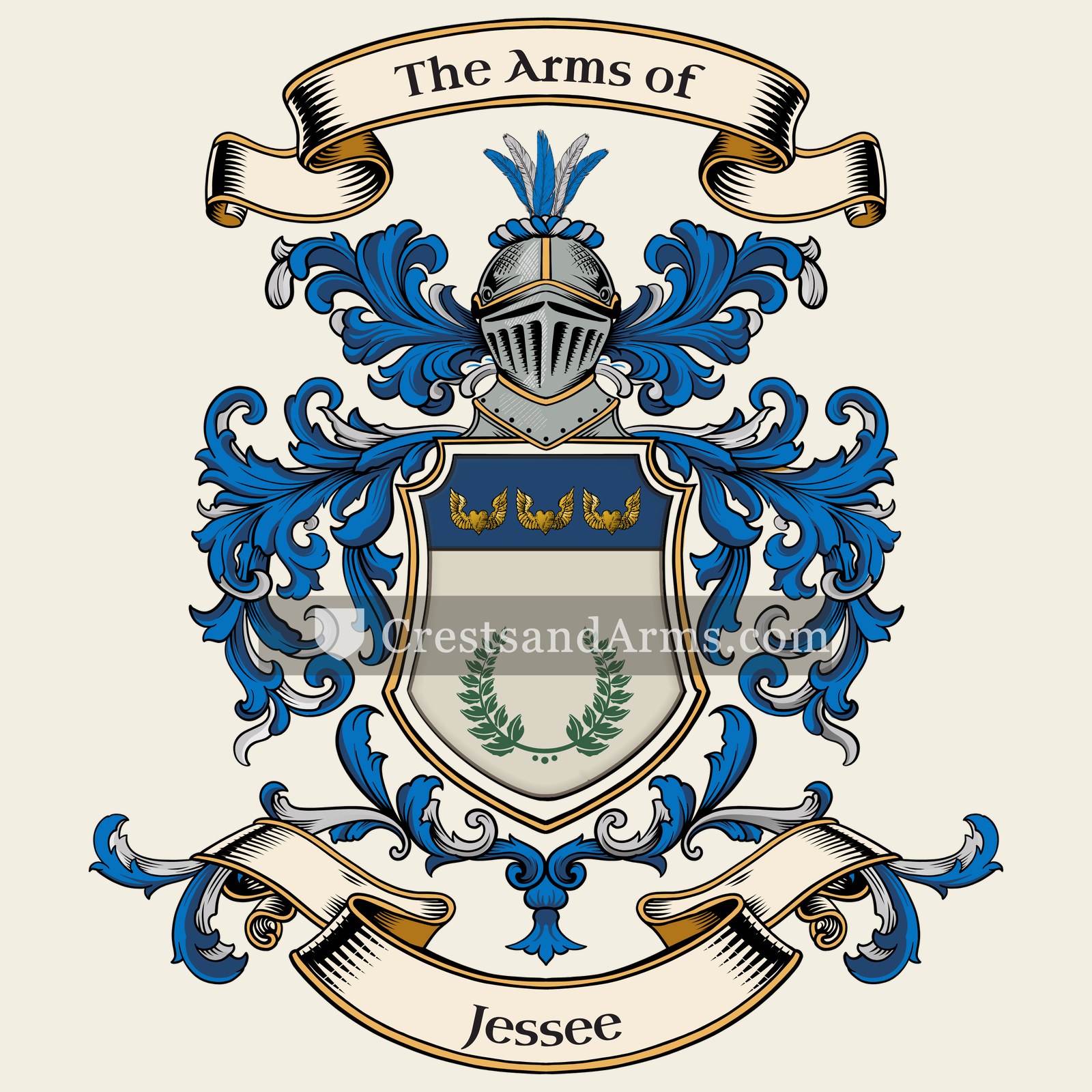The Jessee coat of arms, drawn from the recorded blazon