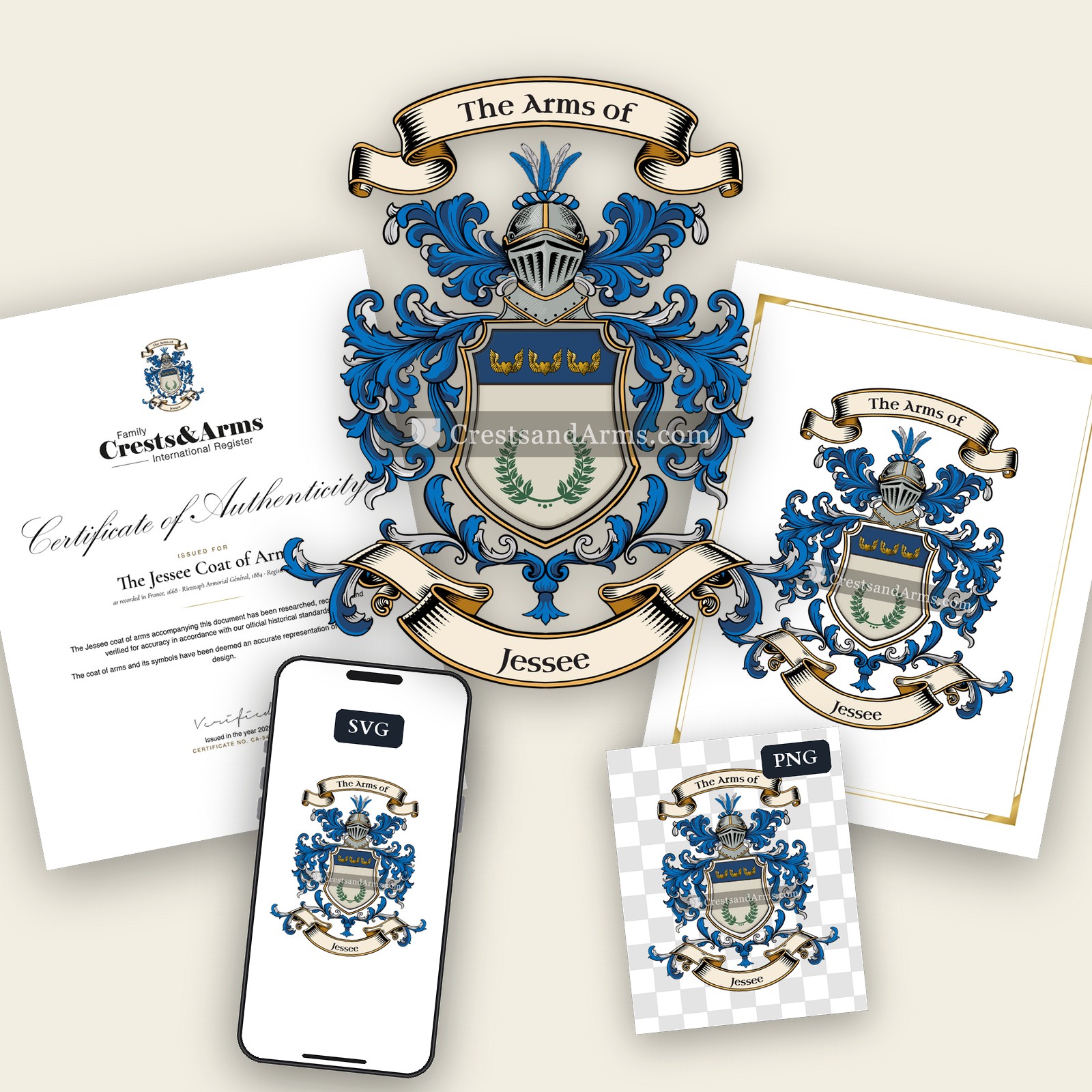 The Jessee arms on the coat of arms — digital pack