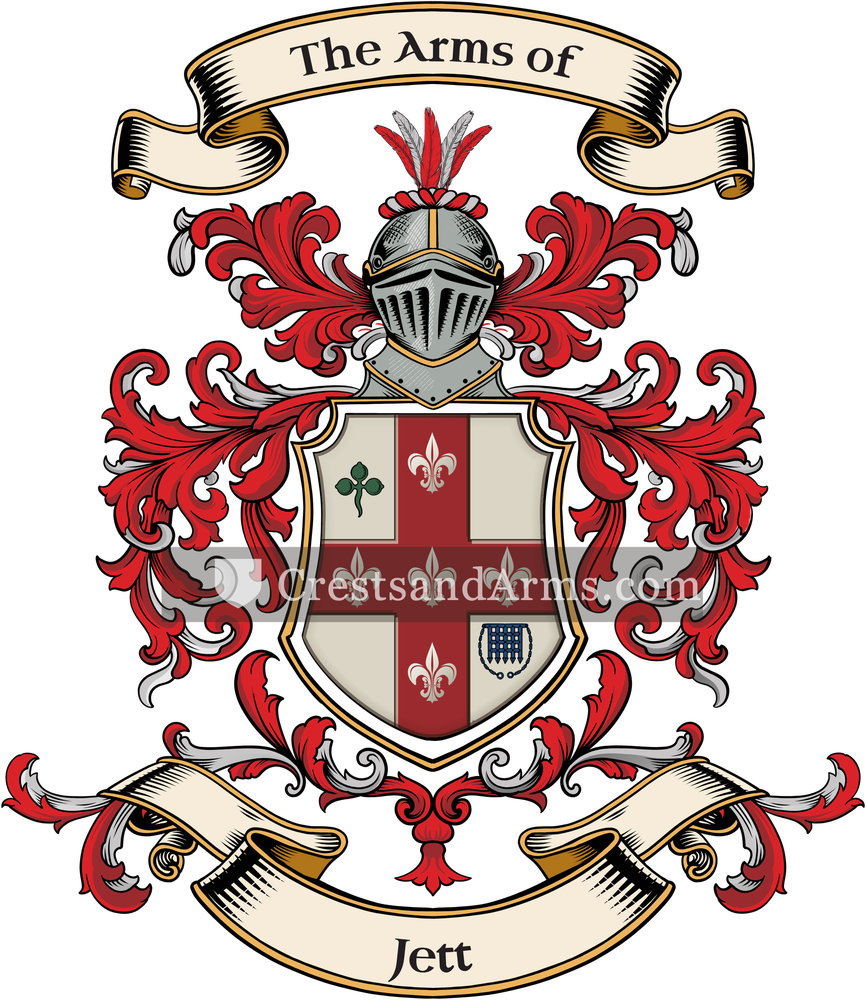 The Jett coat of arms, drawn from the recorded blazon