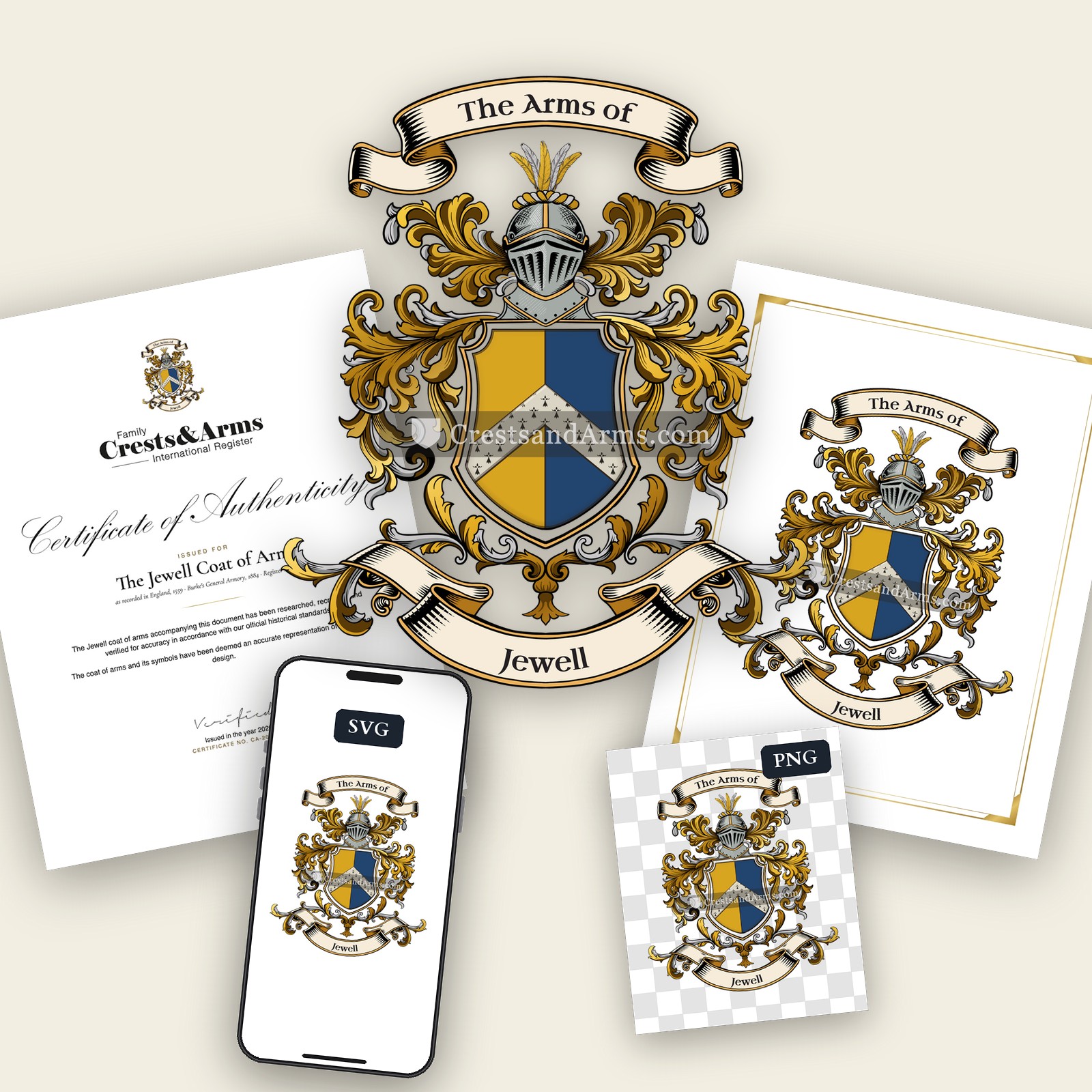 The Jewell arms on the coat of arms — digital pack