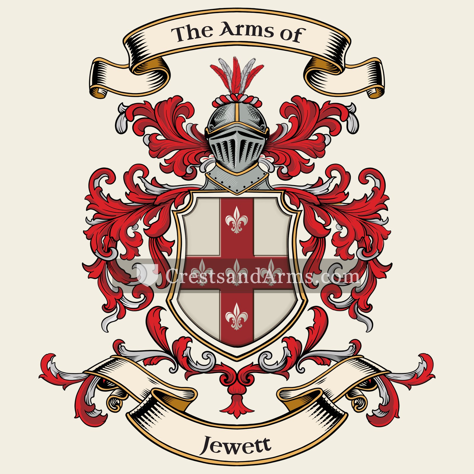 The Jewett coat of arms, drawn from the recorded blazon