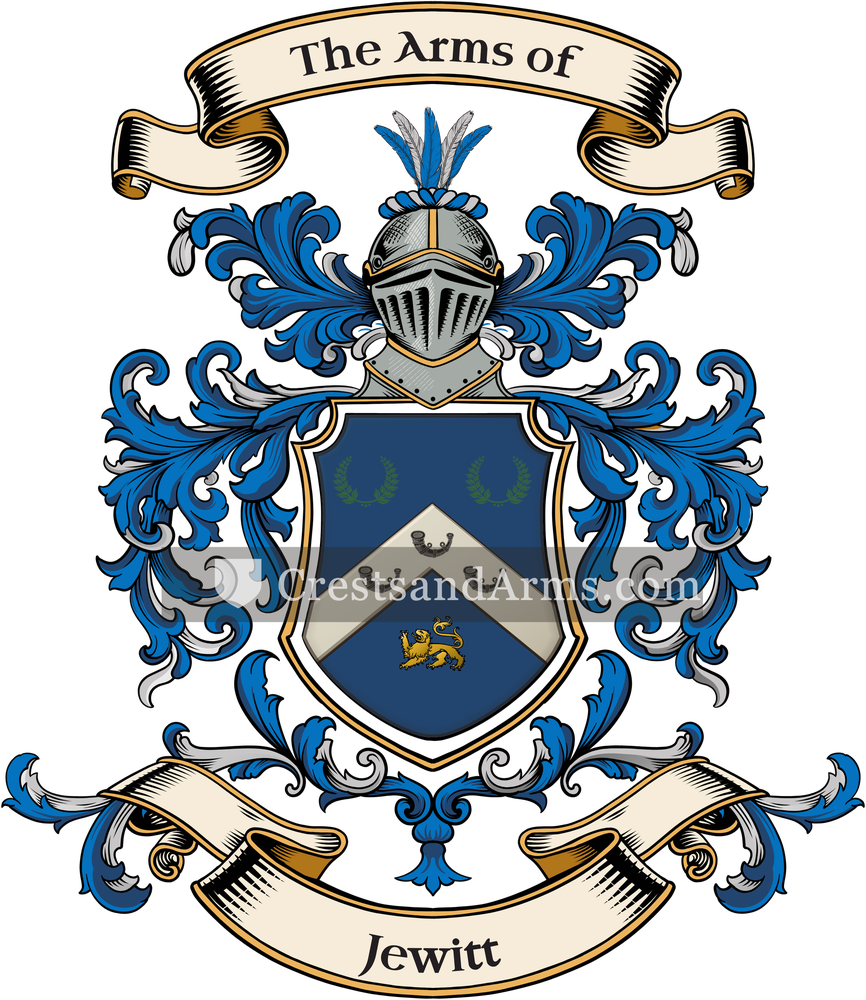 The Jewitt coat of arms, drawn from the recorded blazon