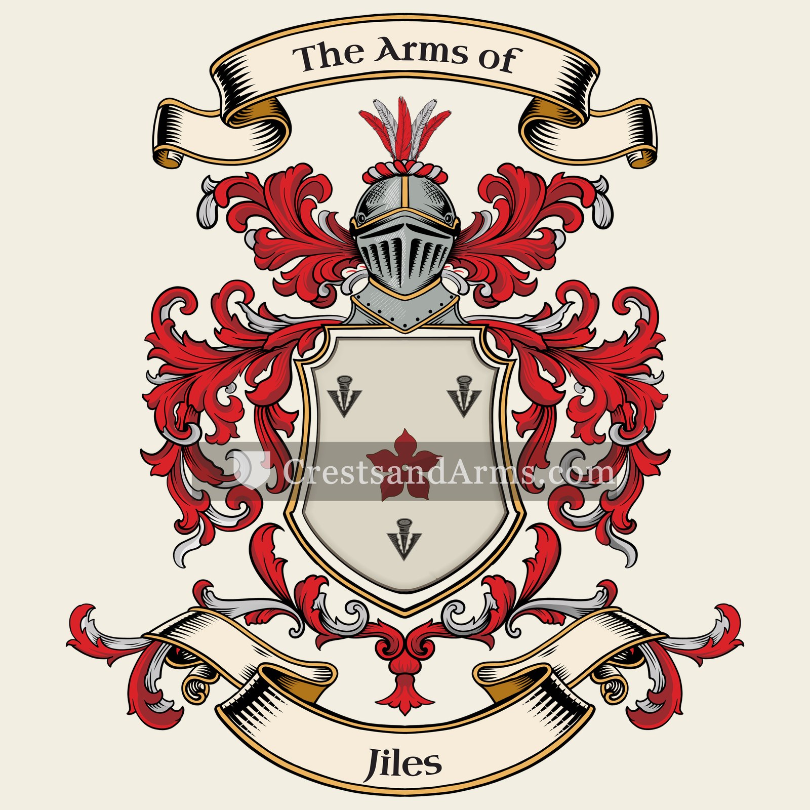 The Jiles coat of arms, drawn from the recorded blazon