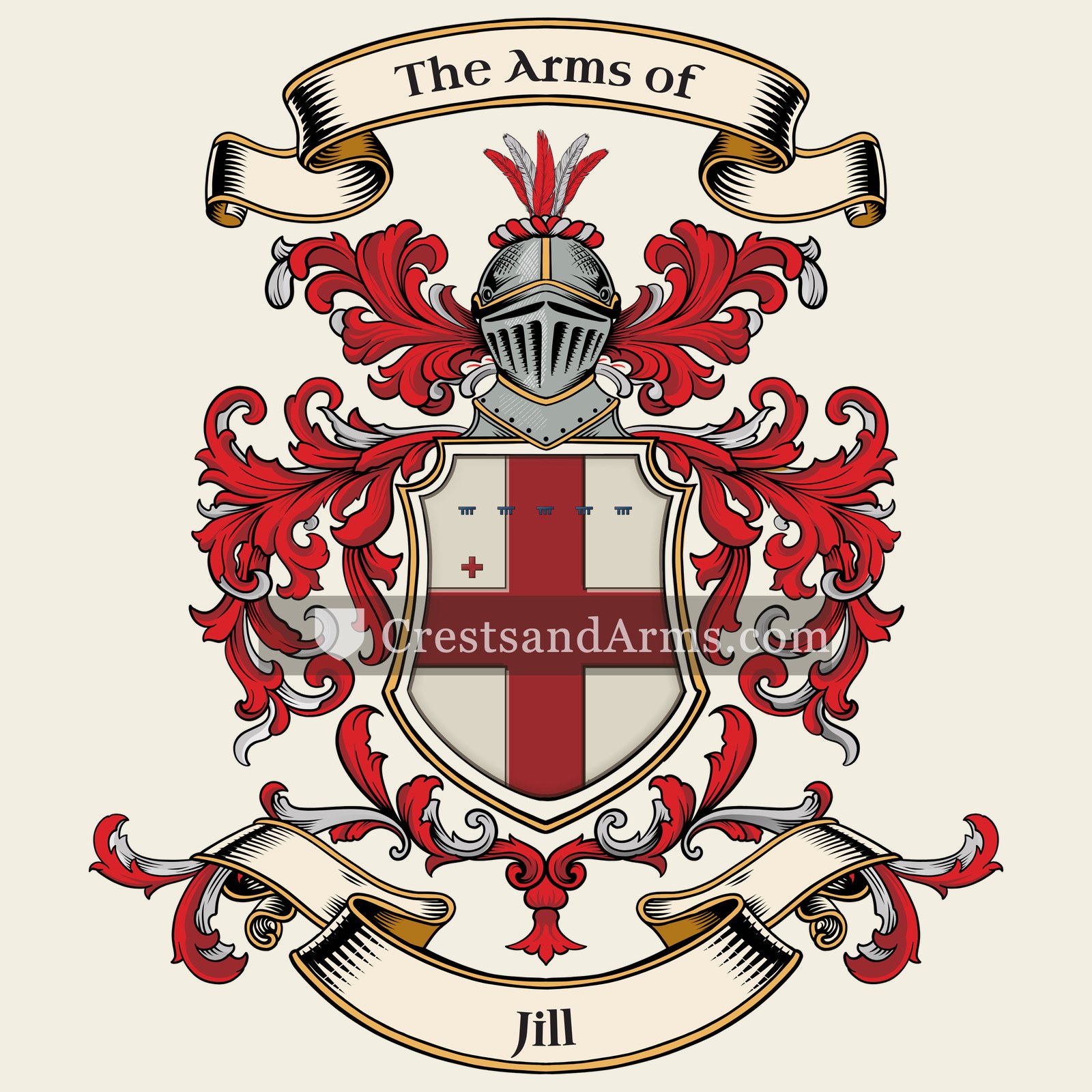 The Jill coat of arms, drawn from the recorded blazon