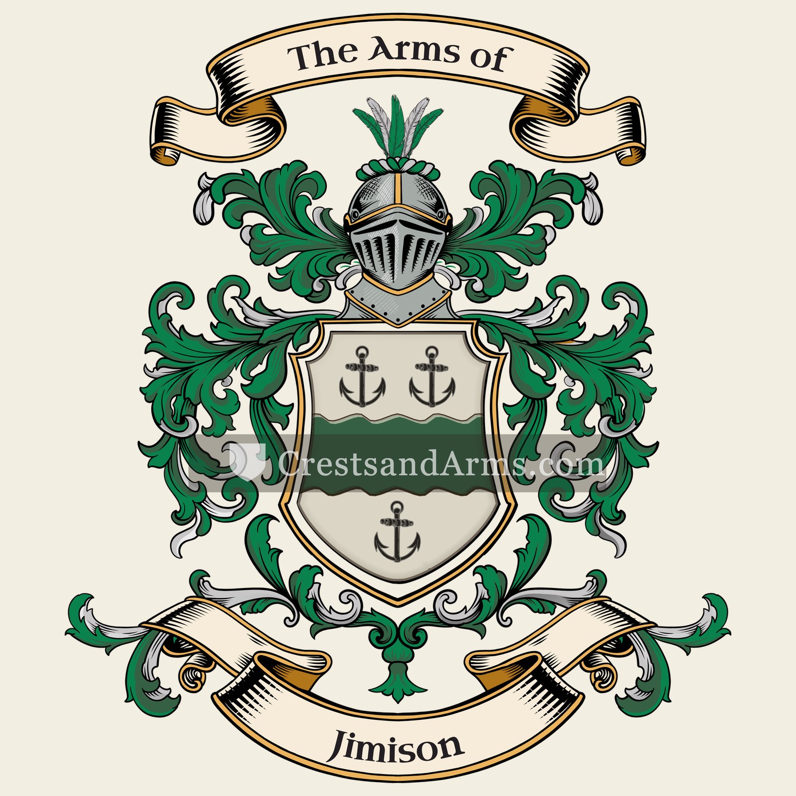 The Jimison coat of arms, drawn from the recorded blazon