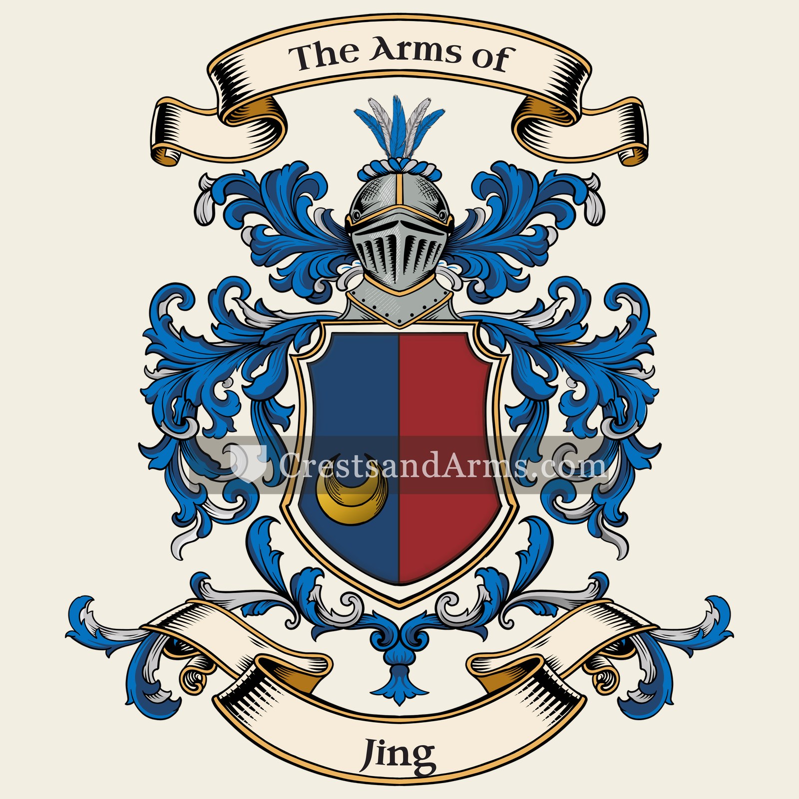 The Jing coat of arms, drawn from the recorded blazon