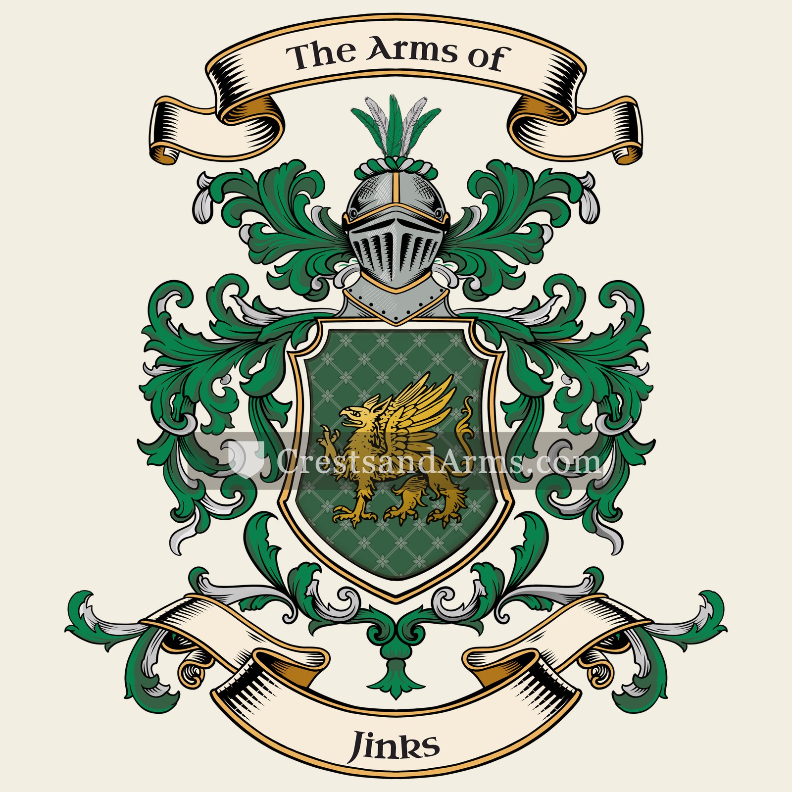 The Jinks coat of arms, drawn from the recorded blazon