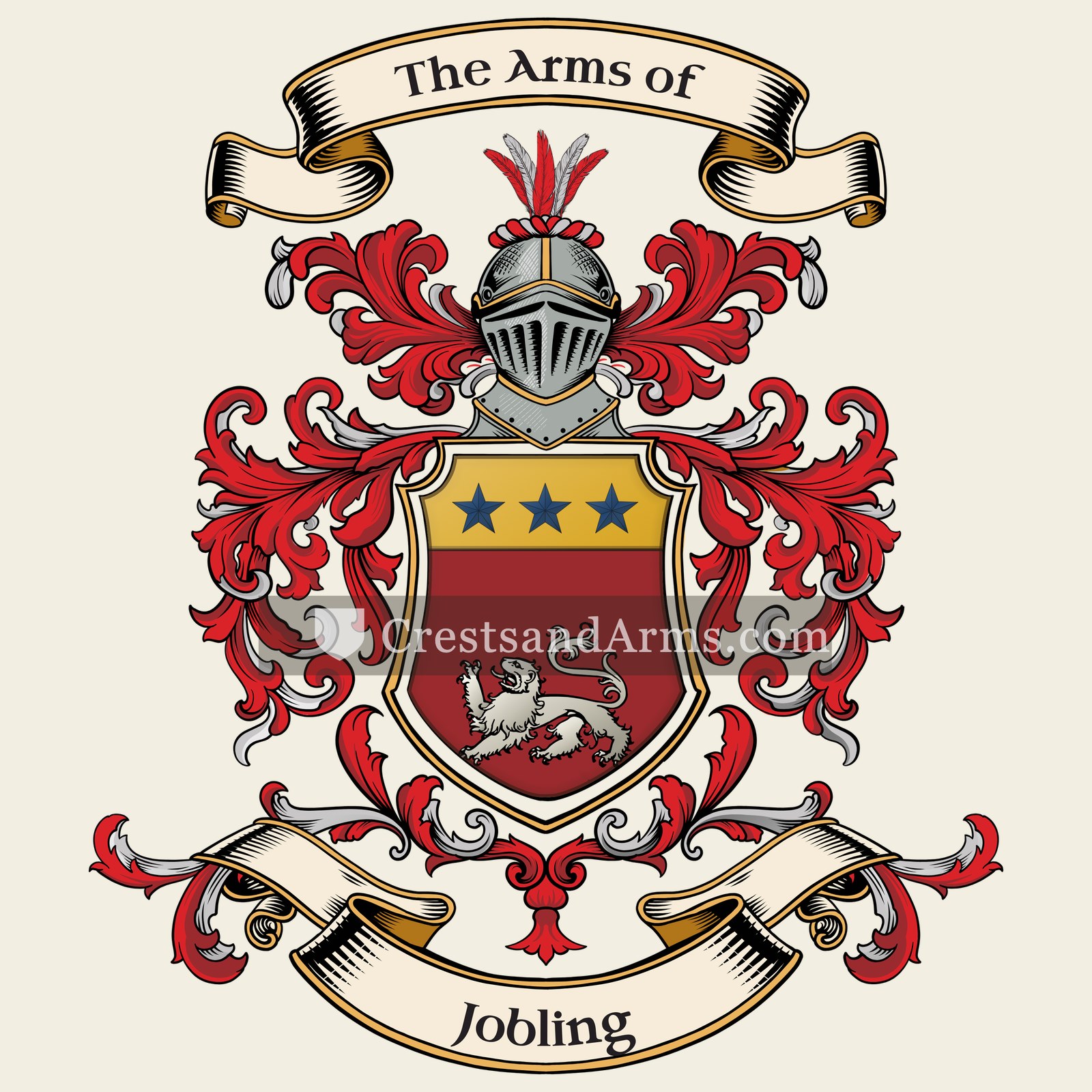 The Jobling coat of arms, drawn from the recorded blazon