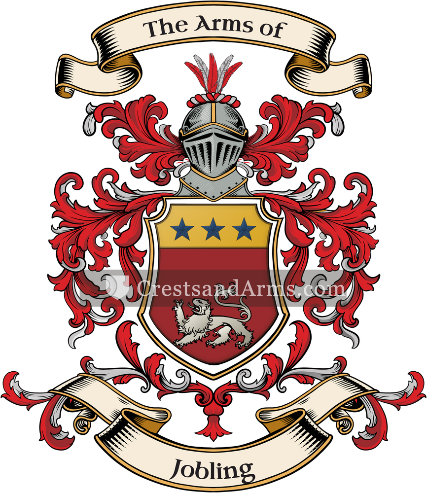 The Jobling coat of arms, drawn from the recorded blazon
