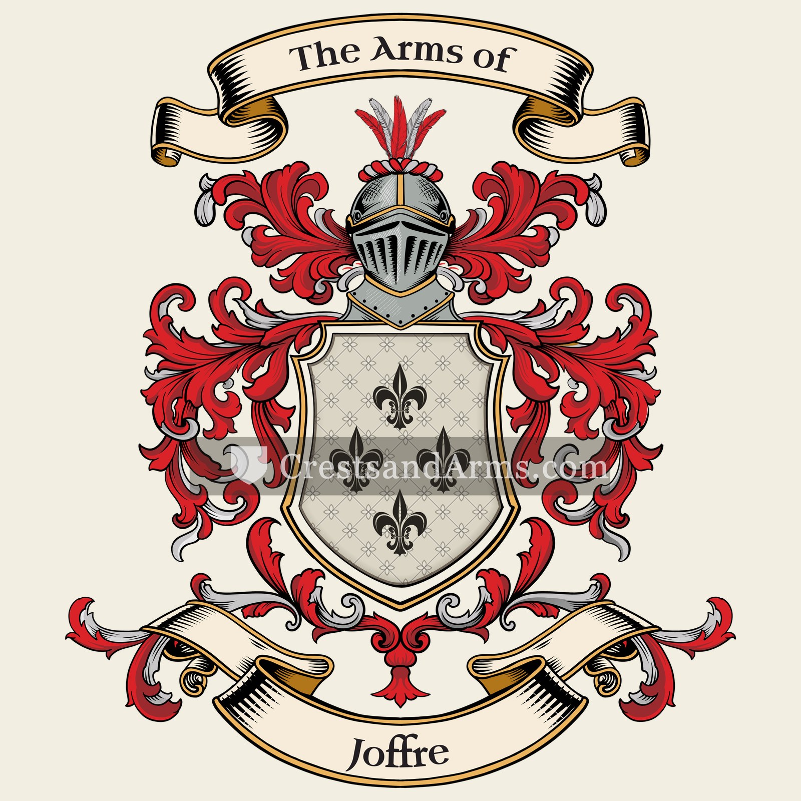 The Joffre coat of arms, drawn from the recorded blazon